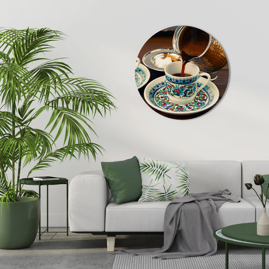 TRADITION DANS UNE TASSE Art mural rond