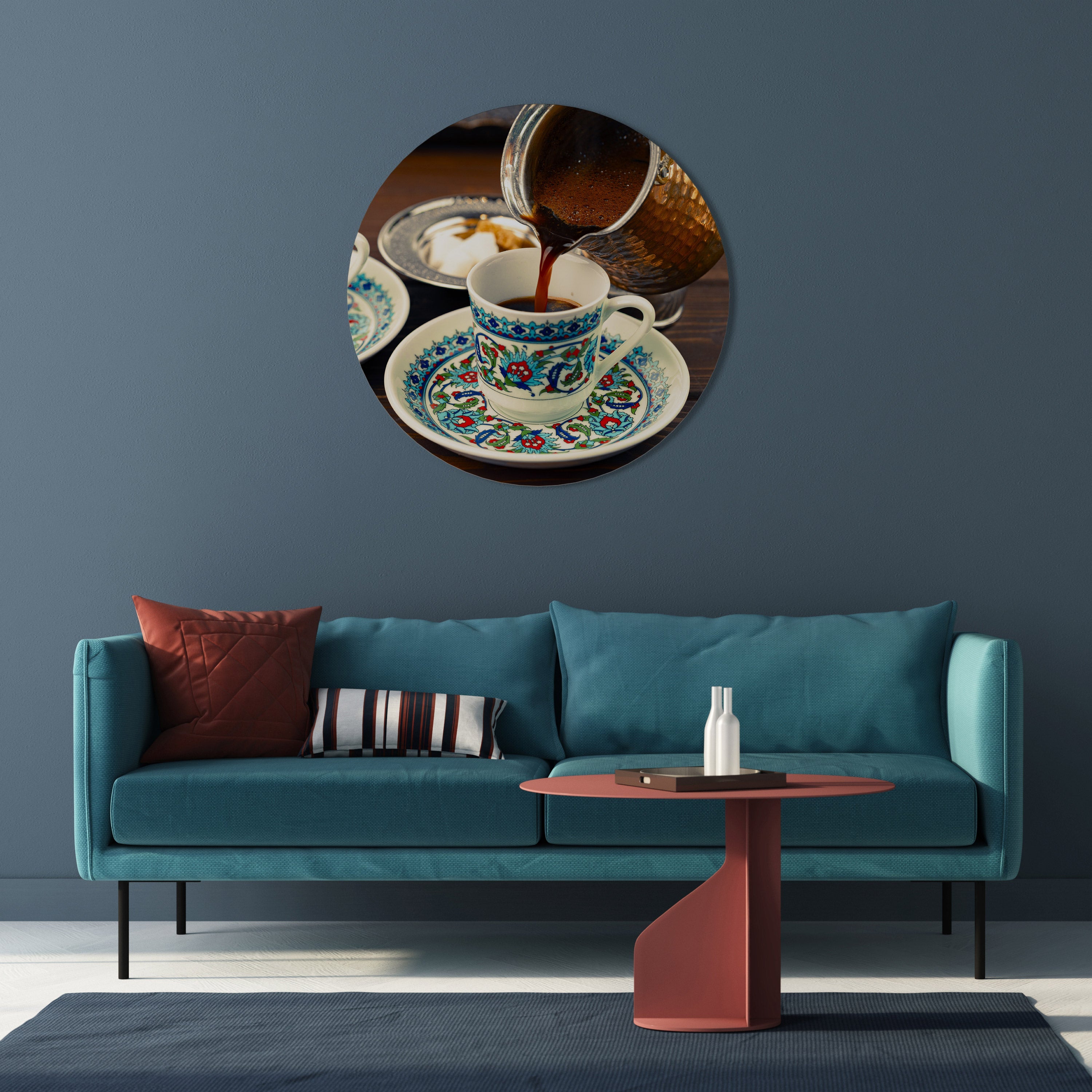 TRADITION DANS UNE TASSE Art mural rond