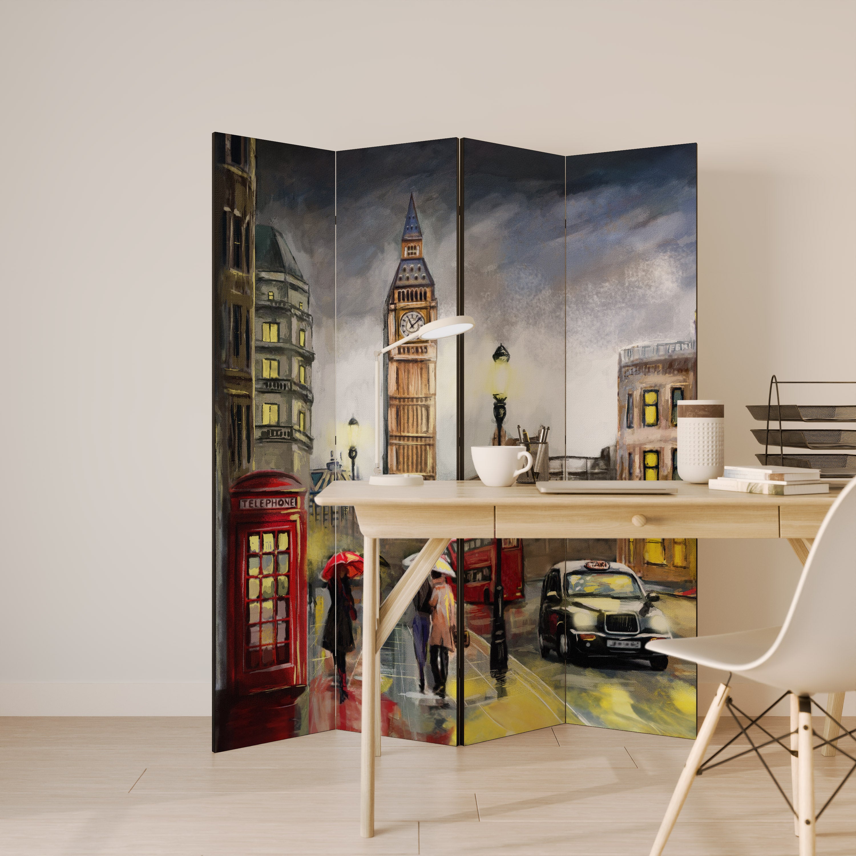 LONDON'S TIMELESS VIBES 4-Panel Room Divider