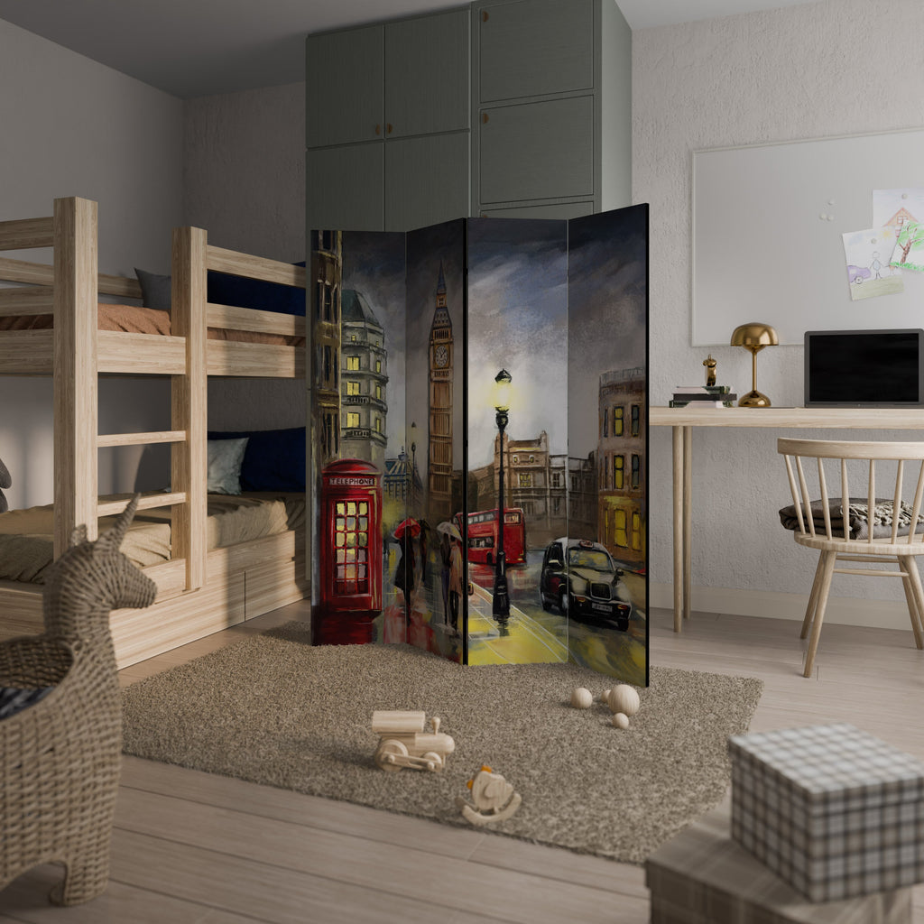 L'AMBIANCE INTEMPORELLE DE LONDRES : Paravent décoratif à 4 panneaux
