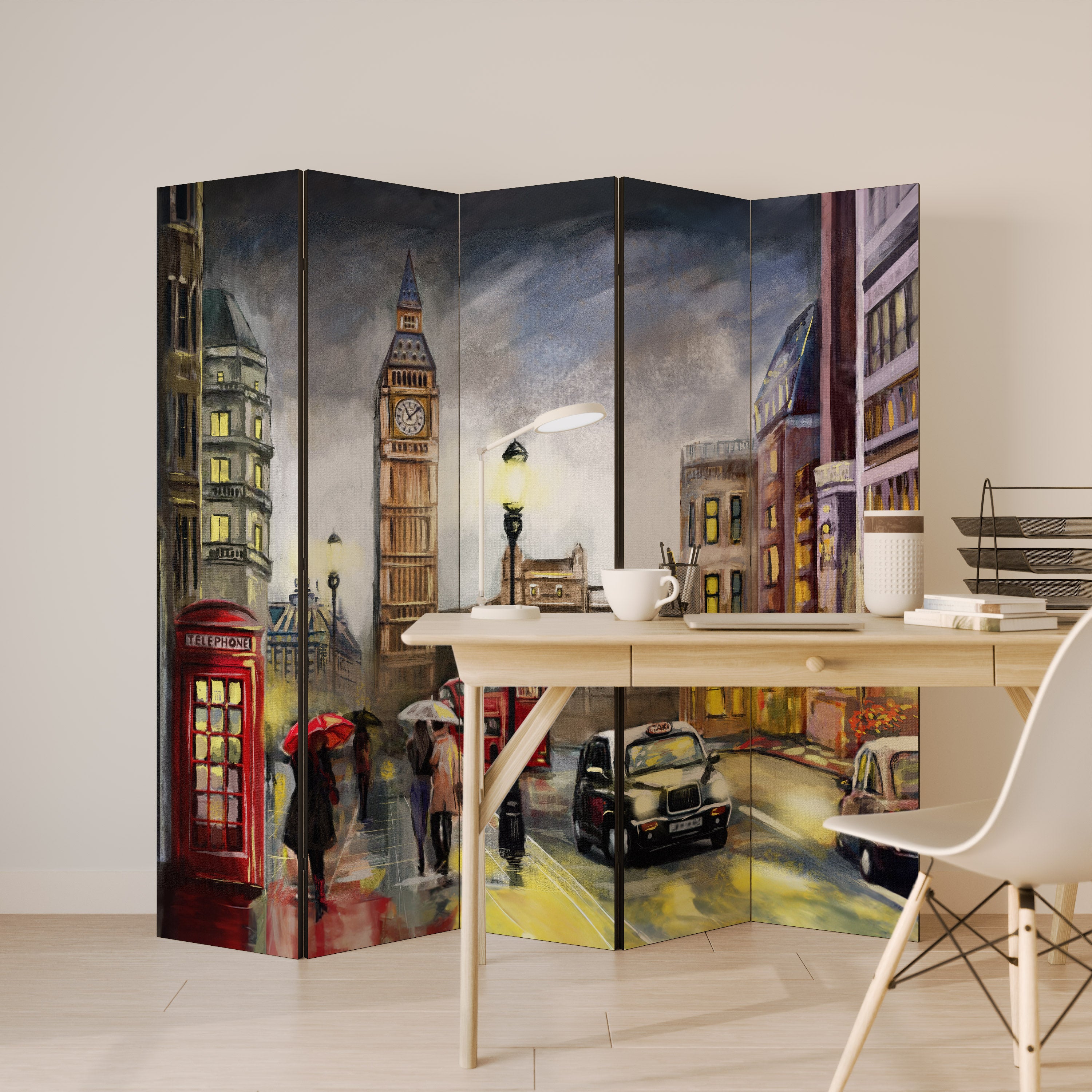 LONDON'S TIMELESS VIBES 5-Panel Room Divider