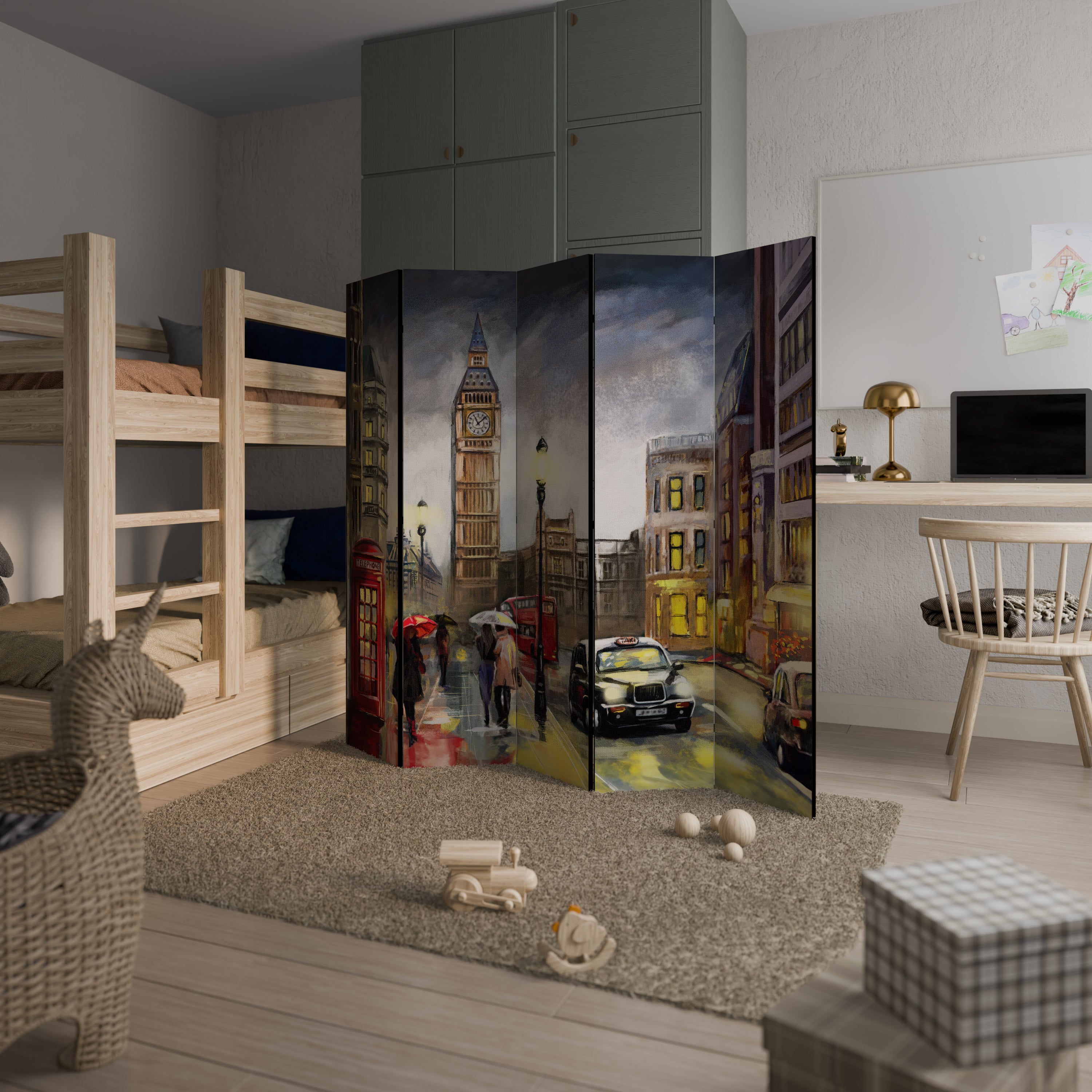 LONDON'S TIMELESS VIBES 5-Panel Room Divider