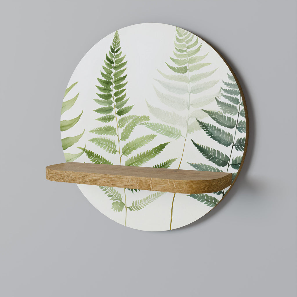 FERN MAJESTY Round Art Shelf In Oak Effect