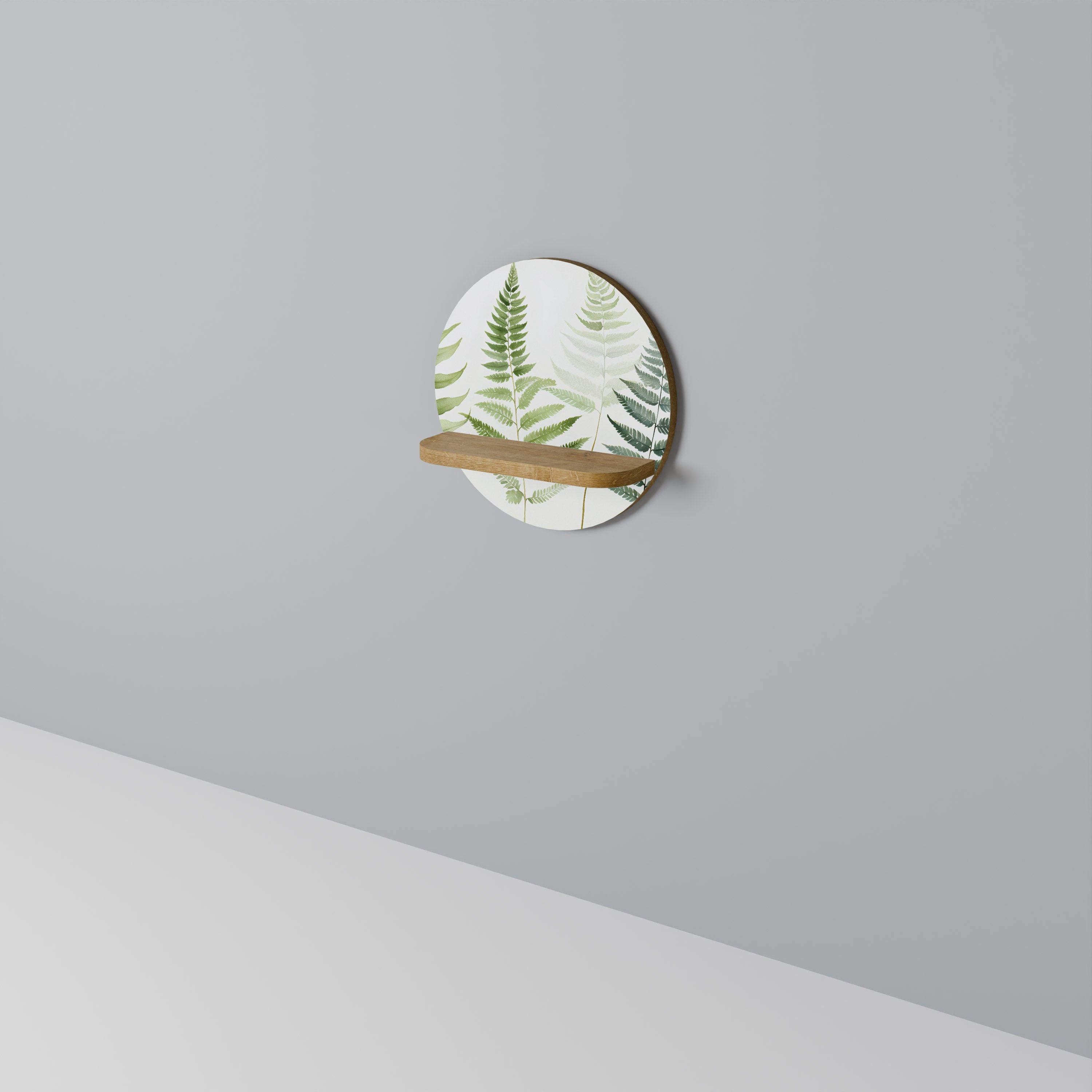 Étagère d'art ronde FERN MAJESTY effet chêne