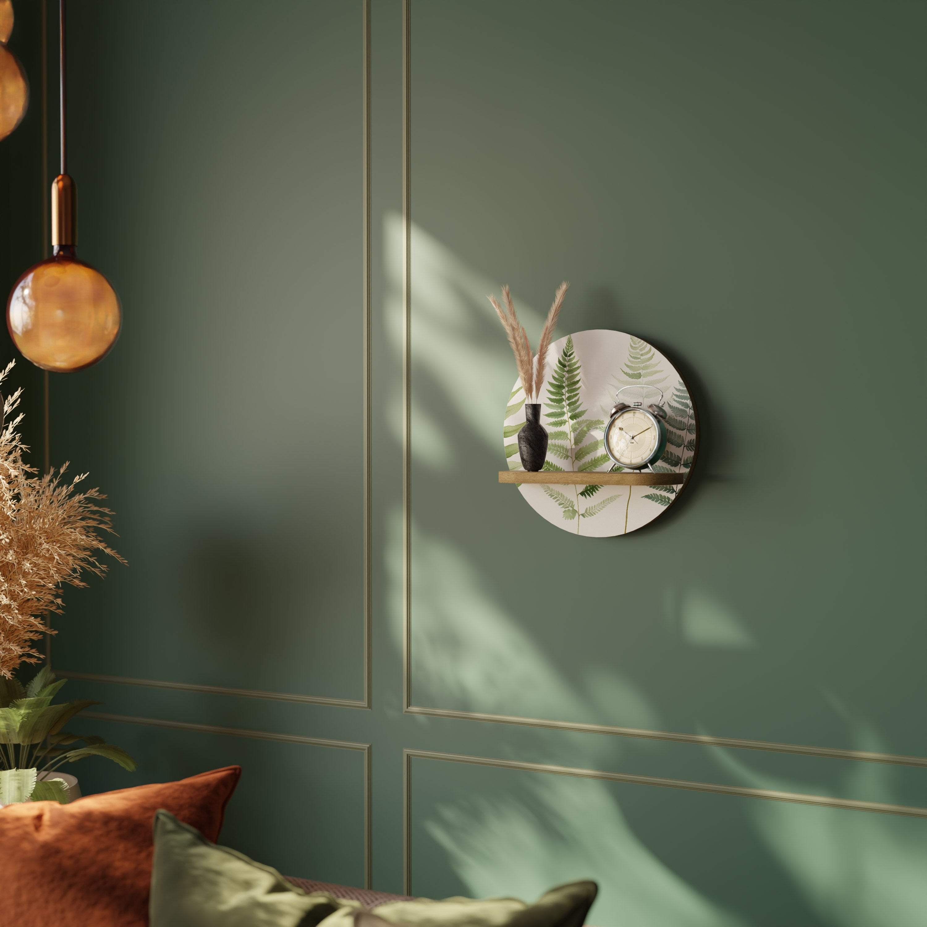 Étagère d'art ronde FERN MAJESTY effet chêne