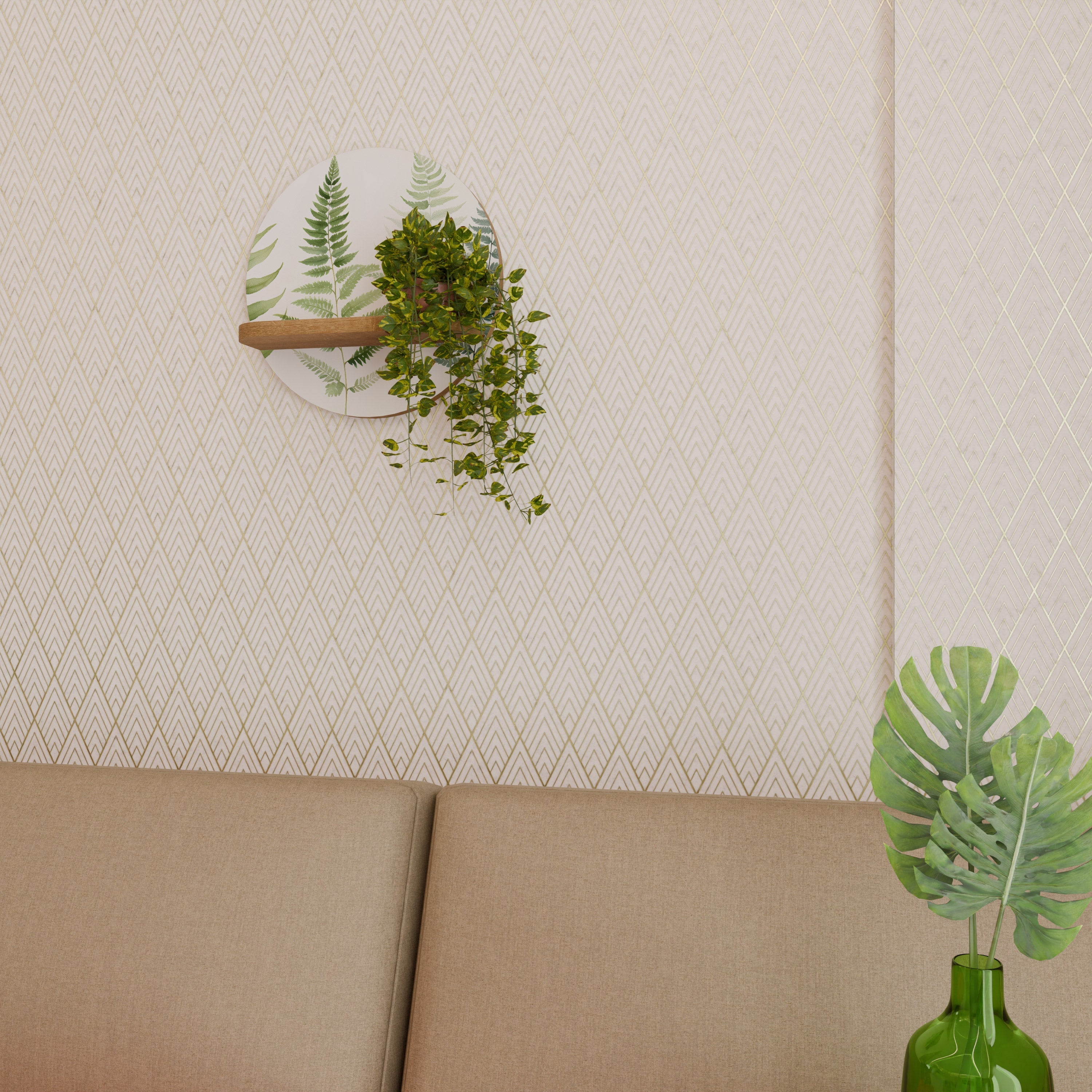 Étagère d'art ronde FERN MAJESTY effet chêne