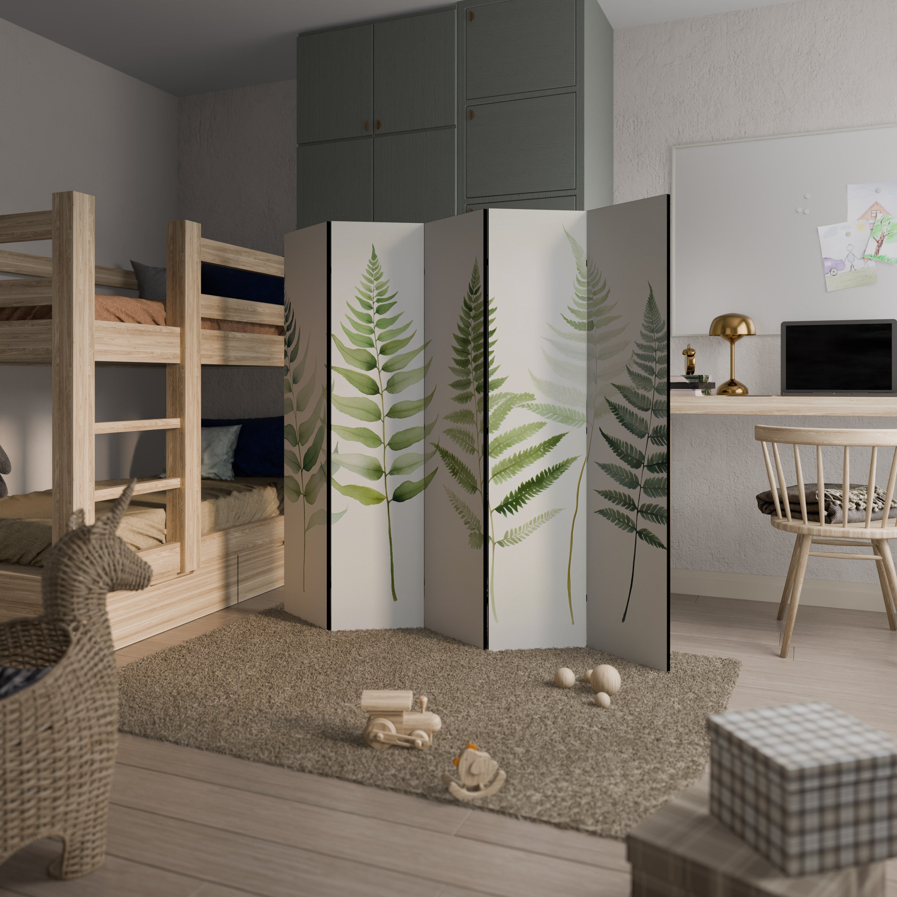 Paravent décoratif à 5 panneaux FERN MAJESTY