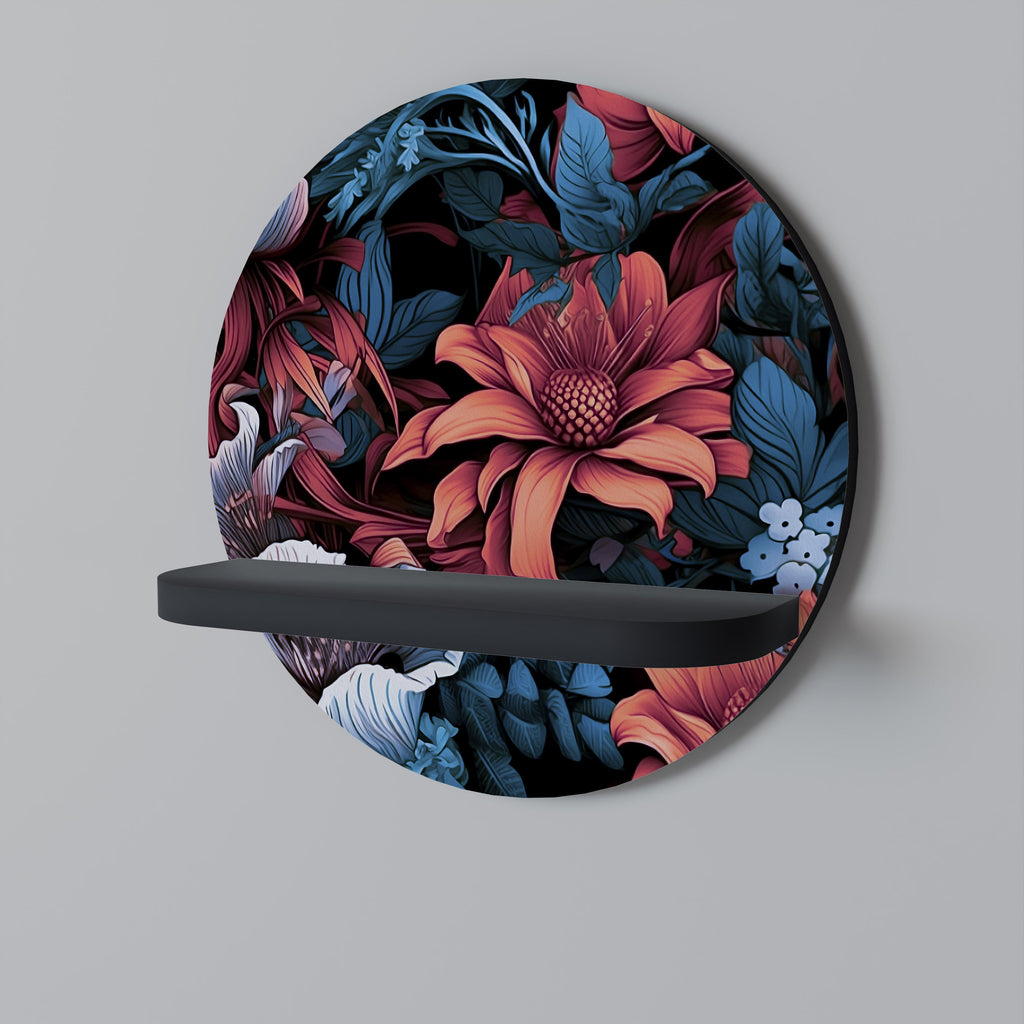 FLOURISH FANTASY Round Art Shelf In Black Finish