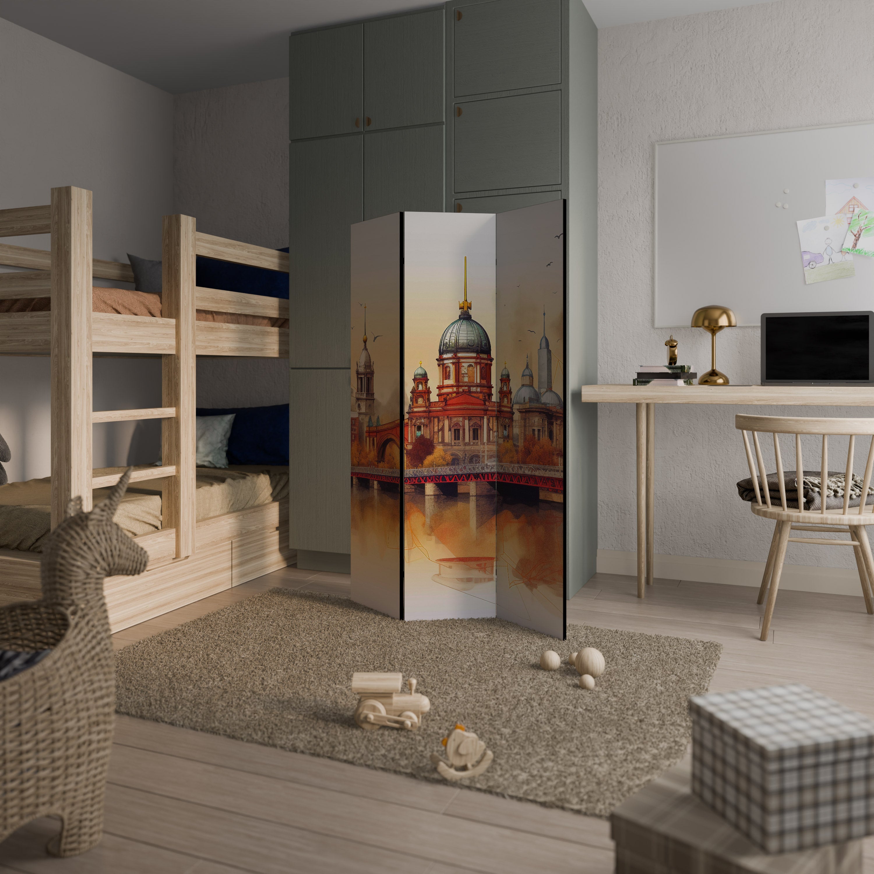 Paravent décoratif à 3 panneaux BERLIN SPIRIT