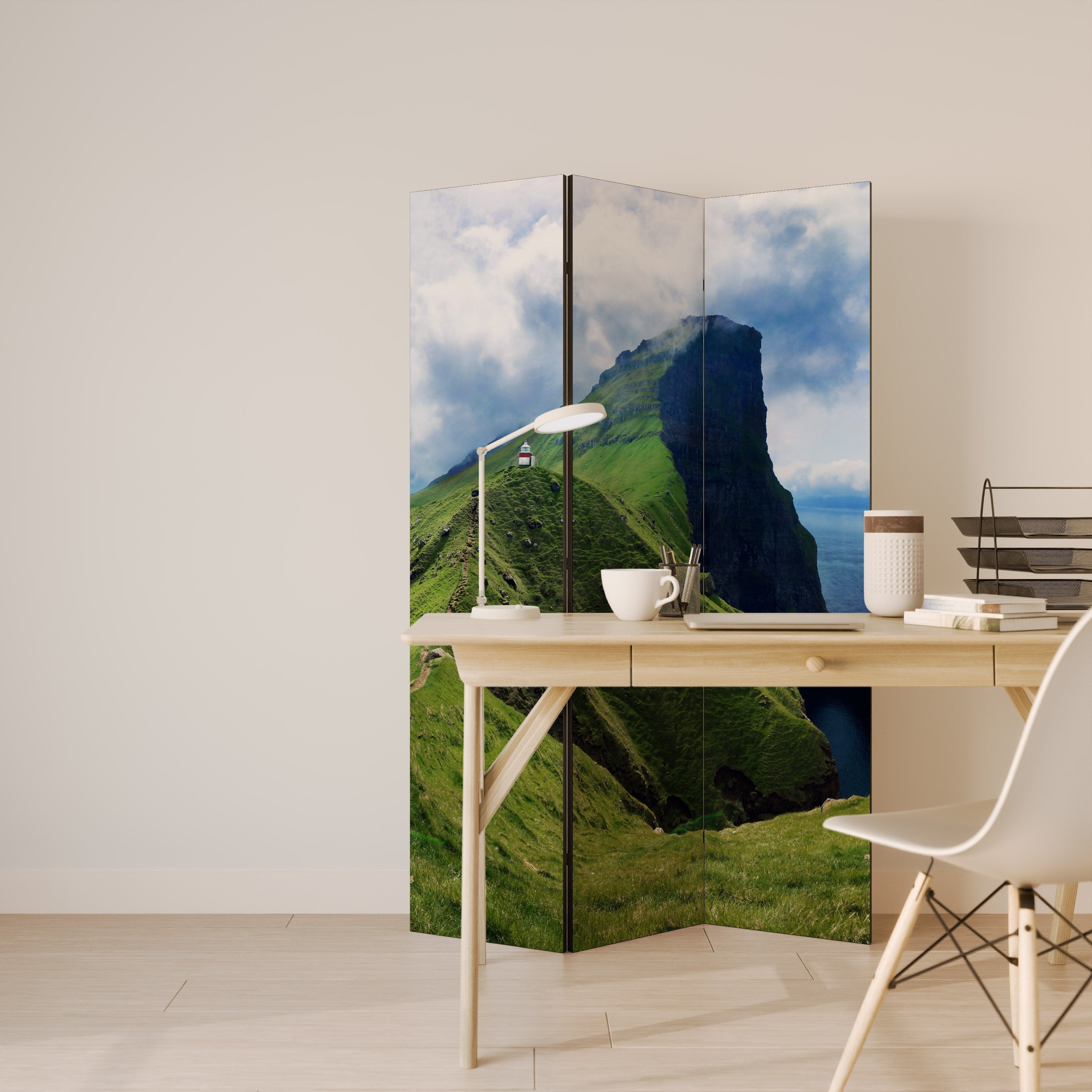 CLIFFS OF TRANQUILITY Séparateur de pièce décoratif à 3 panneaux