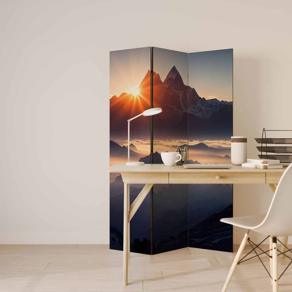 Paravent décoratif à 3 panneaux MONTAGNES À L'AUBE