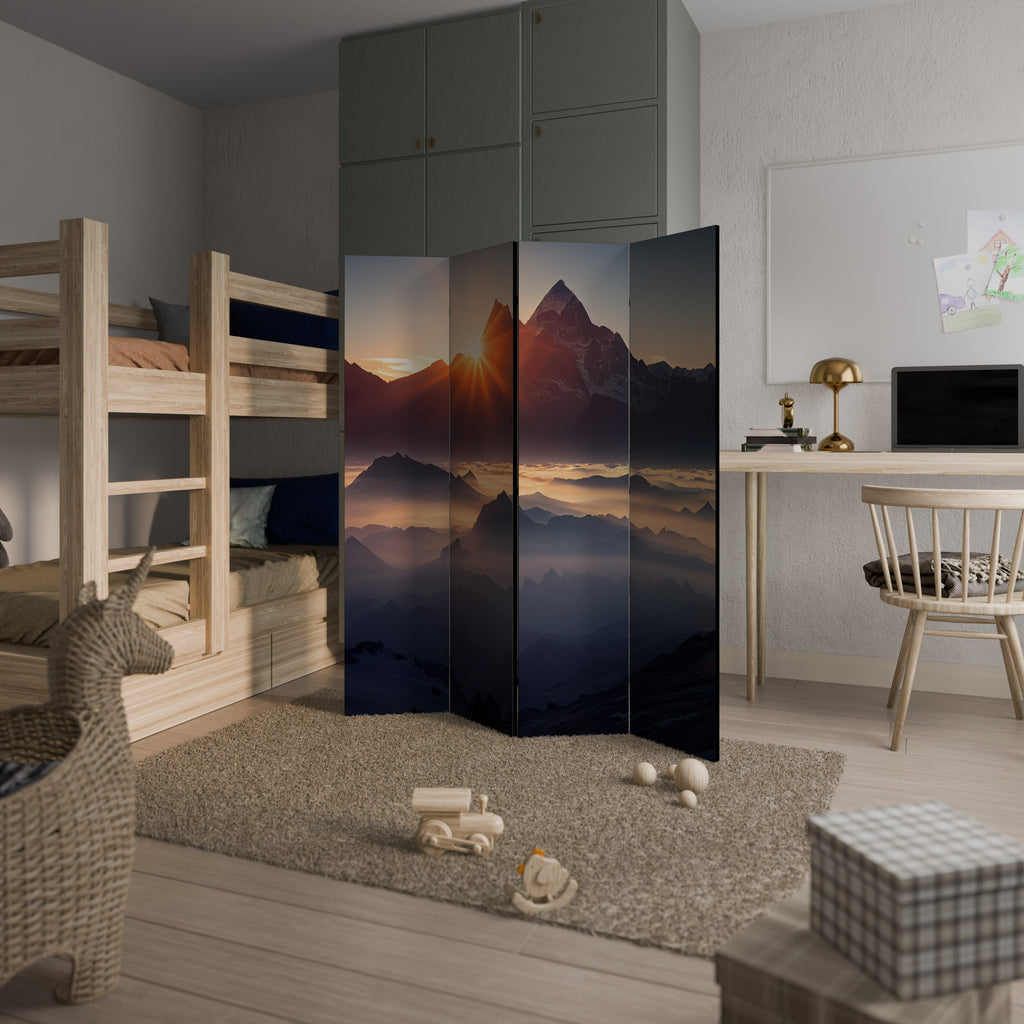 Paravent décoratif à 4 panneaux MONTAGNES À L'AUBE