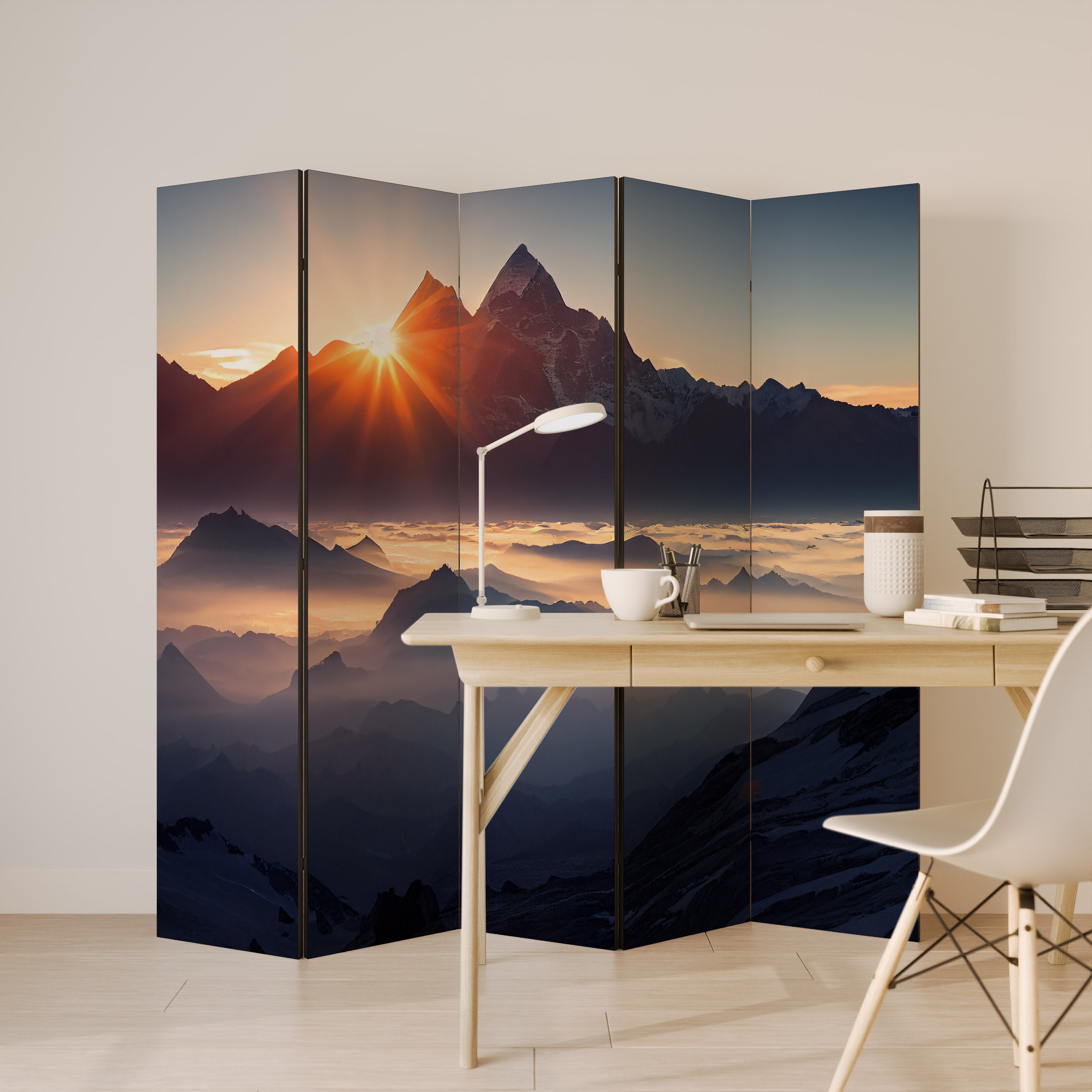 MOUNTAINS AT DAWN 5-Panel Room Divider