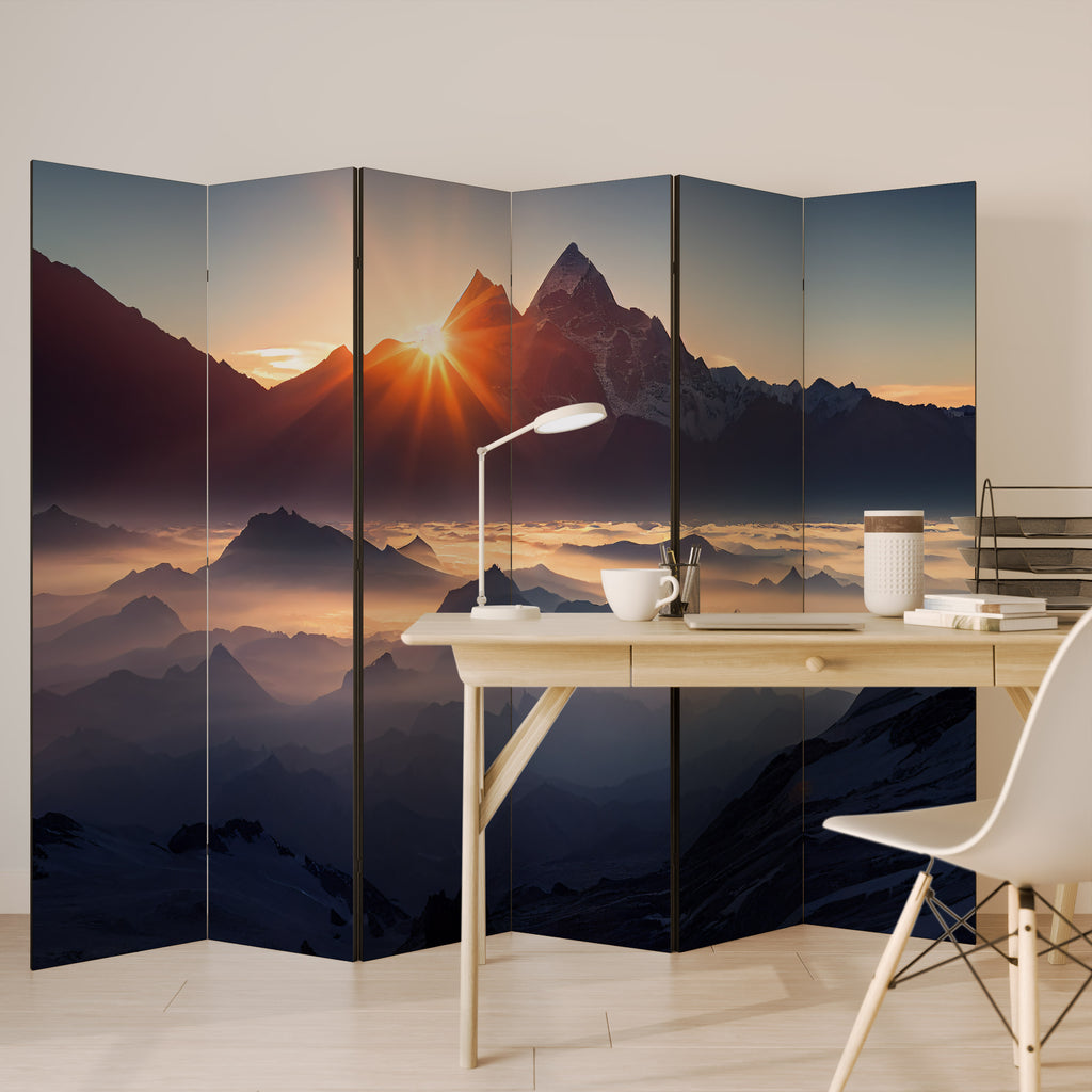 MOUNTAINS AT DAWN 6-Panel Room Divider