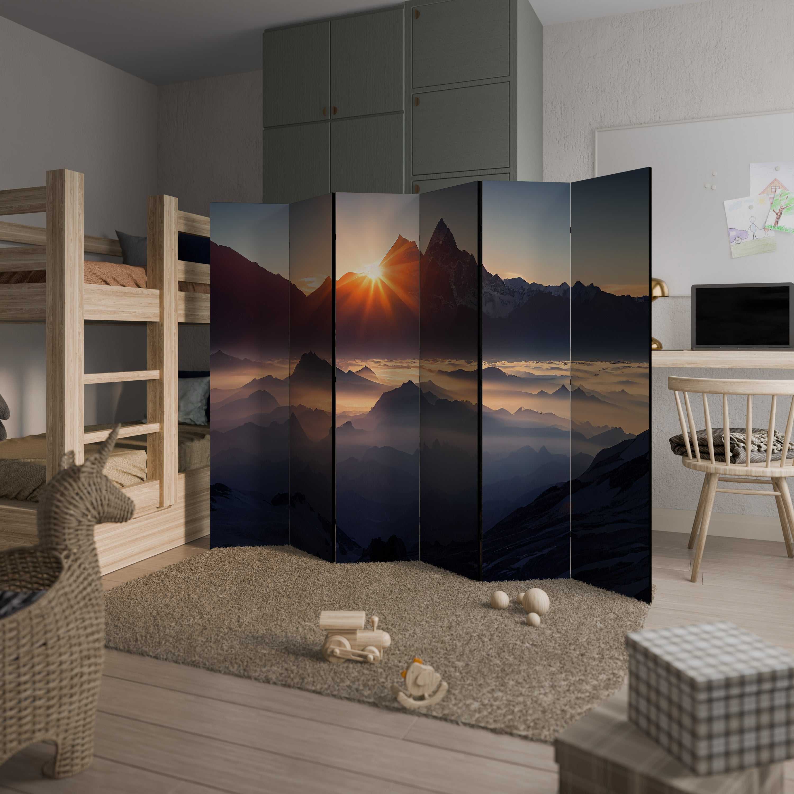 MOUNTAINS AT DAWN 6-Panel Room Divider