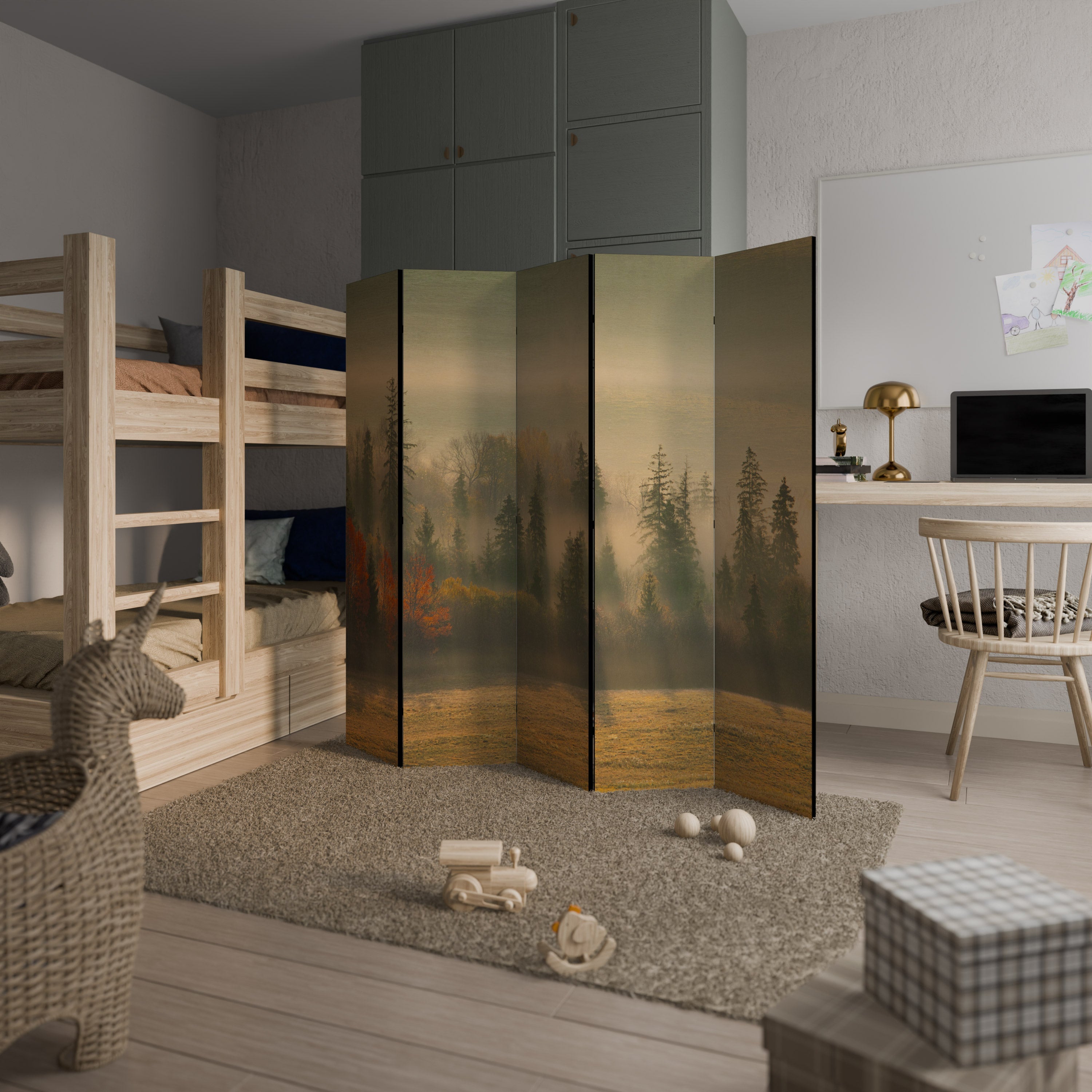 HEURES DE DORURE Paravent décoratif à 5 panneaux