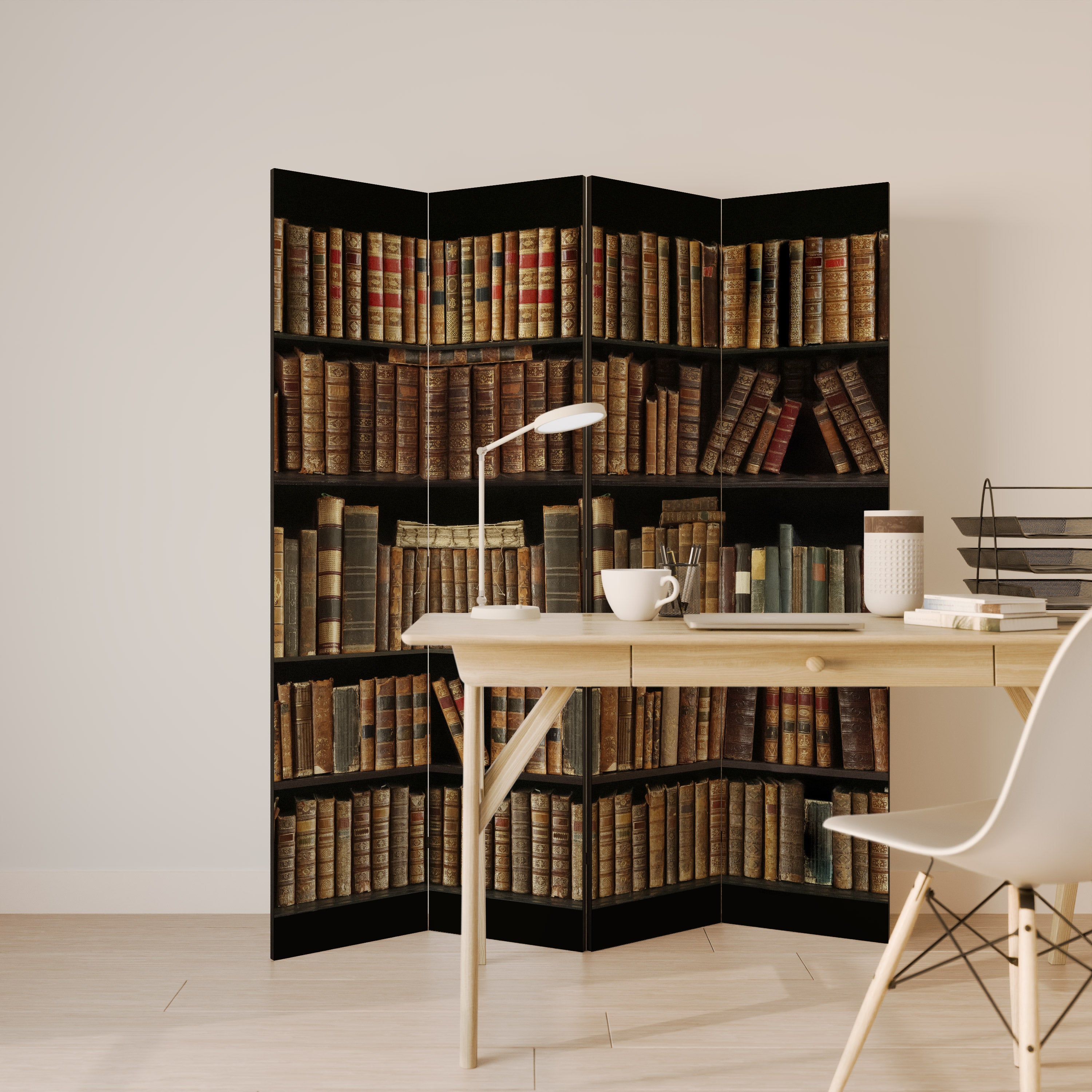 SHELVES OF TIME 4-Panel Room Divider