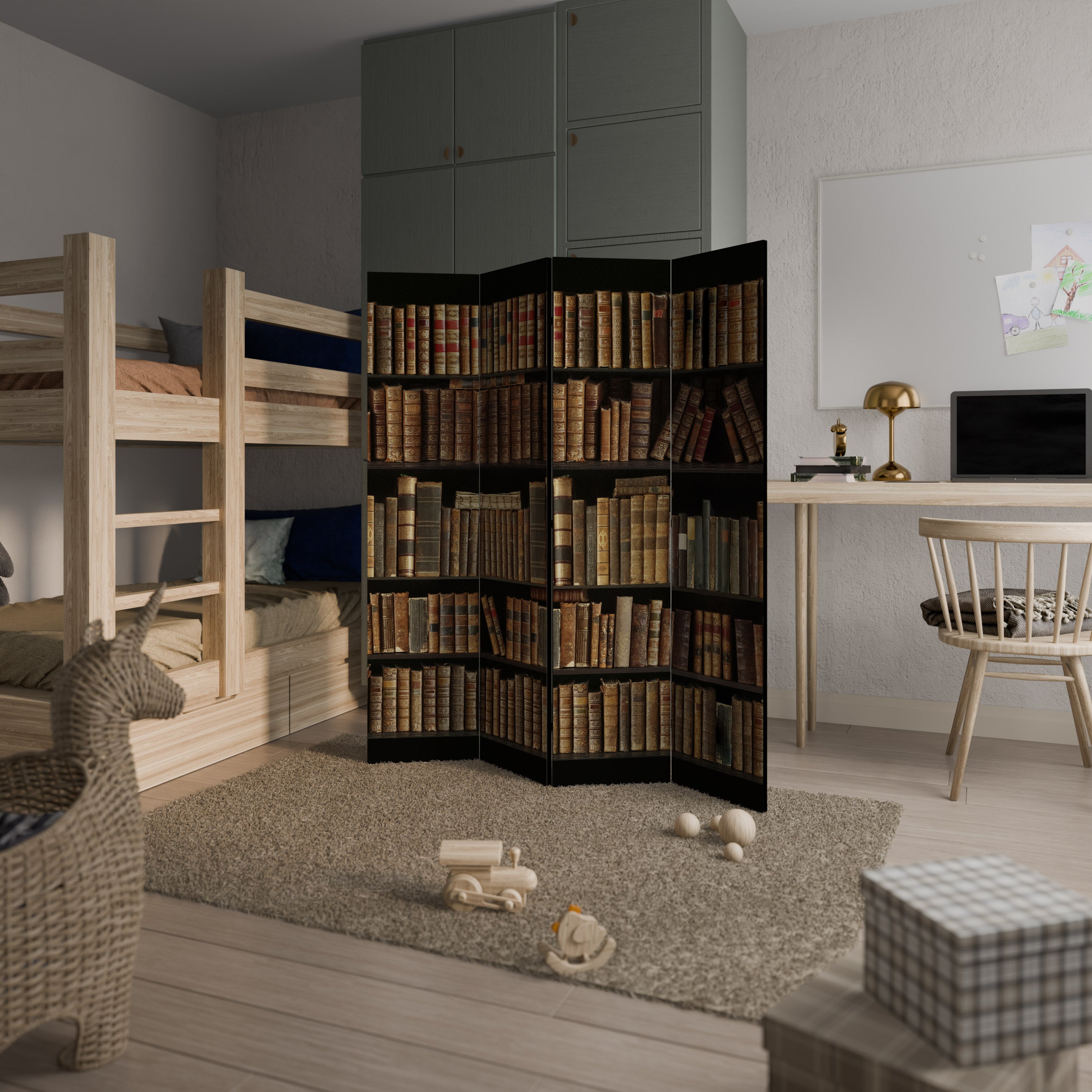 SHELVES OF TIME 4-Panel Room Divider