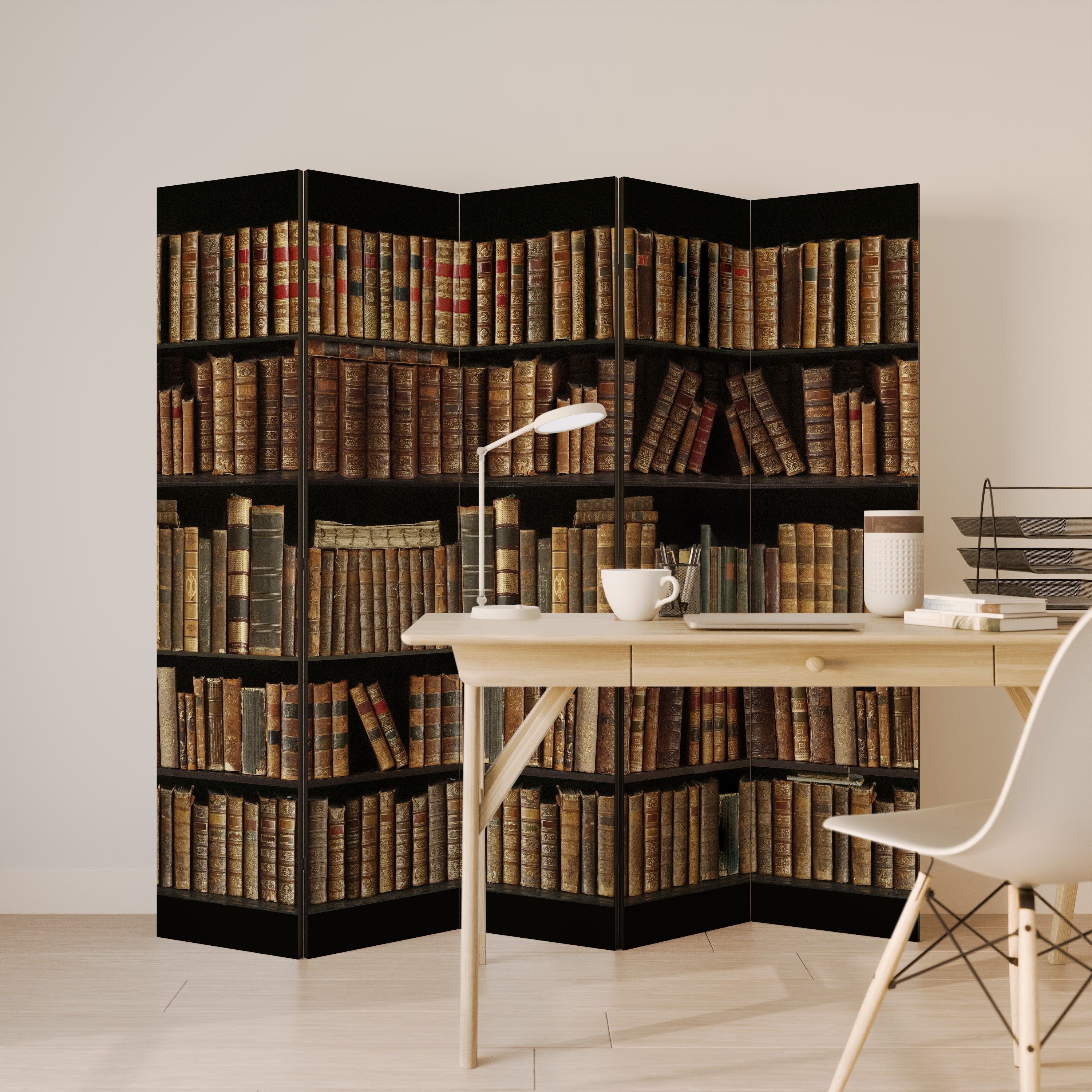SHELVES OF TIME 5-Panel Room Divider