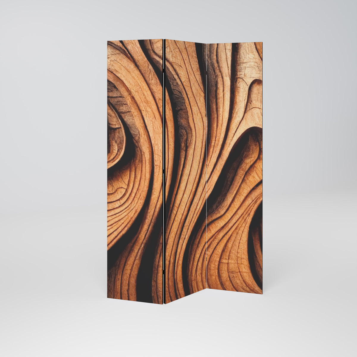 WOODEN WAVES UNFOLDED 3-Panel Room Divider