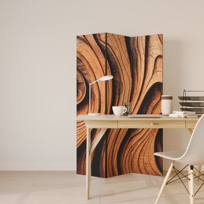 WOODEN WAVES UNFOLDED 3-Panel Room Divider