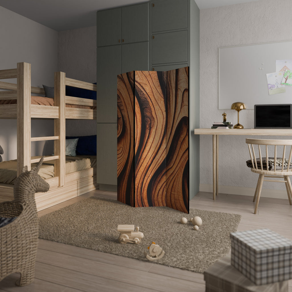 Cloison décorative à 3 panneaux VAGUES EN BOIS DÉPLOYÉES