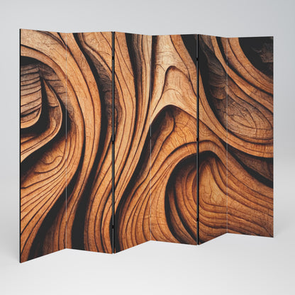 WOODEN WAVES UNFOLDED 6-Panel Room Divider