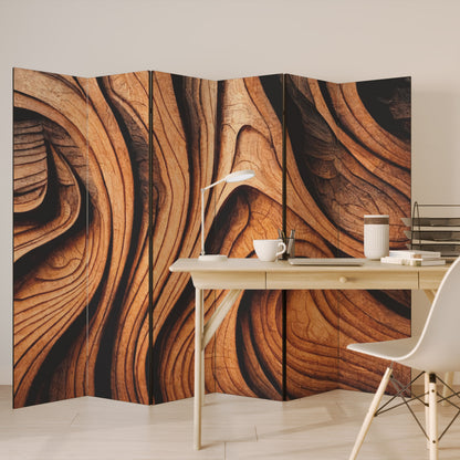 WOODEN WAVES UNFOLDED 6-Panel Room Divider