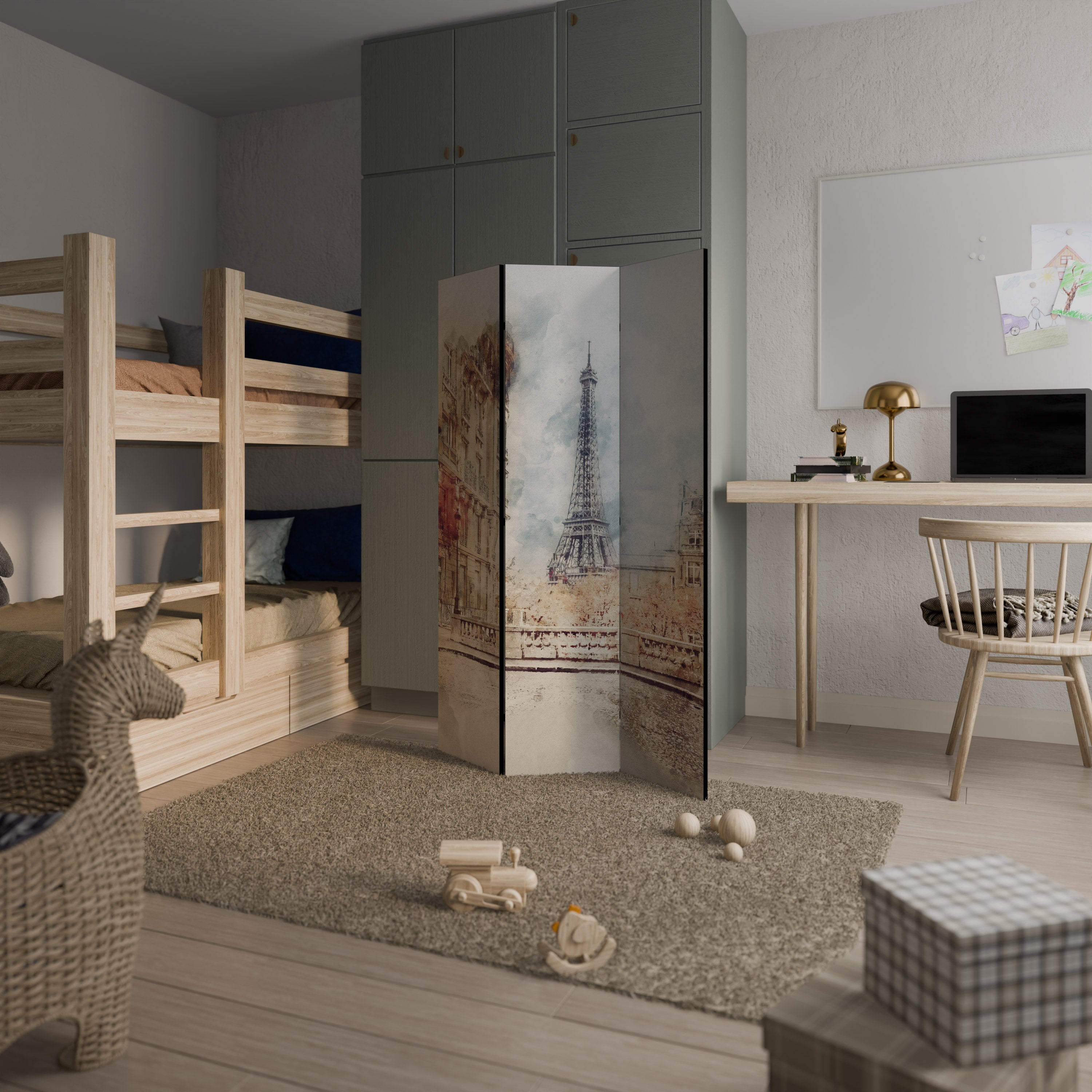 Paravent décoratif à 3 panneaux PARISIAN DAYDREAM