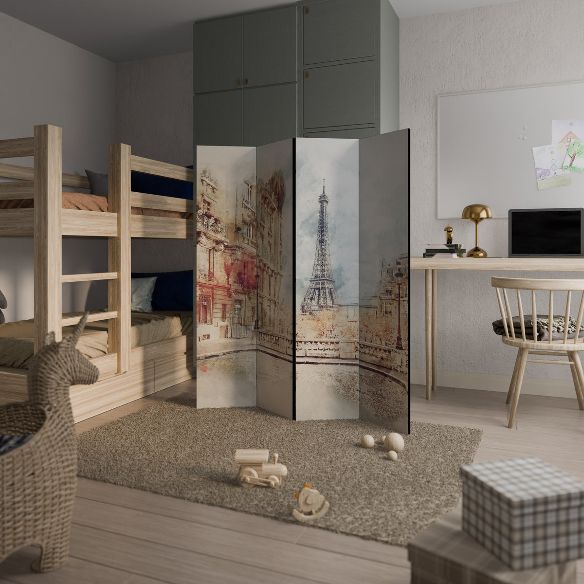 PARISIAN DAYDREAM 4-Panel Room Divider