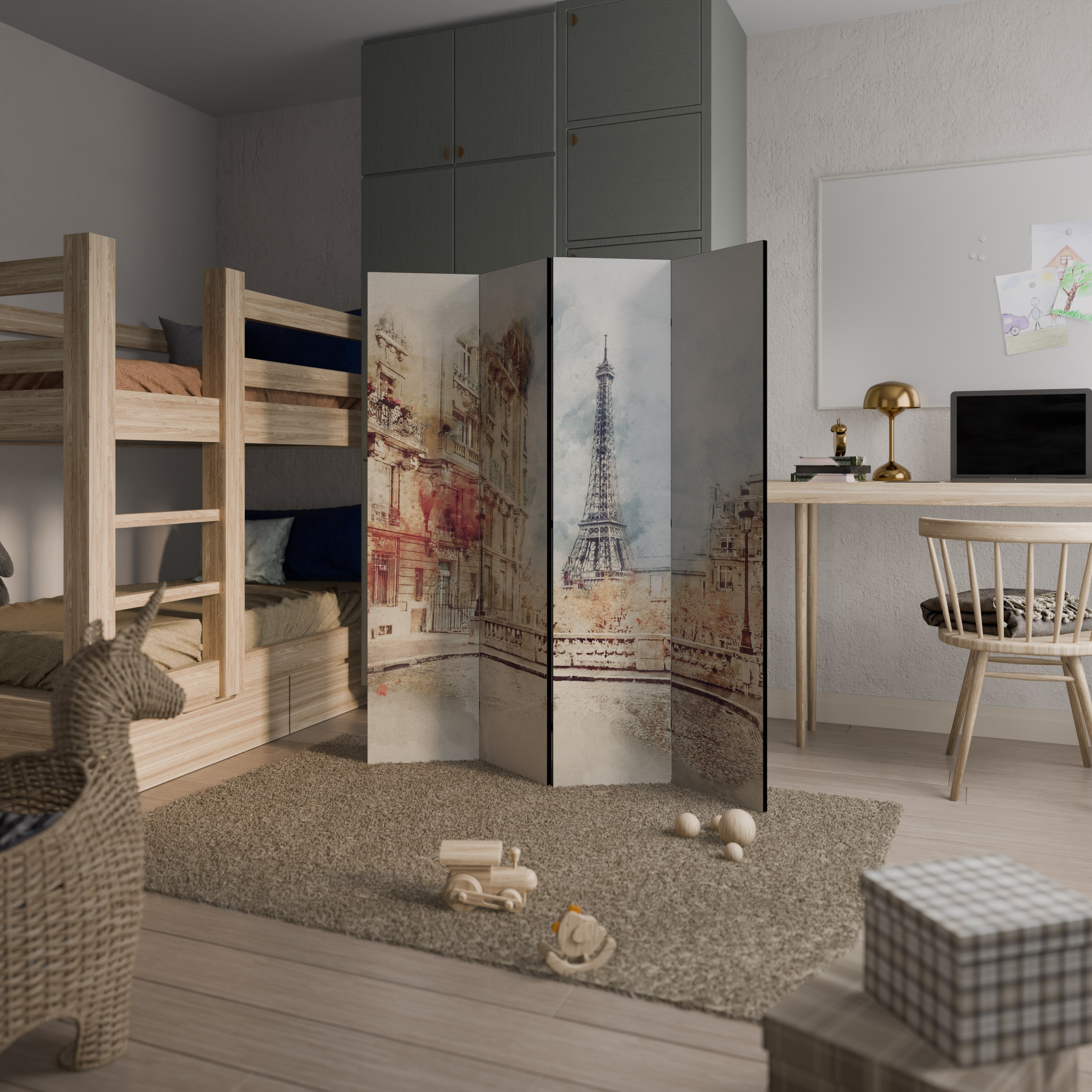 Paravent décoratif à 4 panneaux PARISIAN DAYDREAM