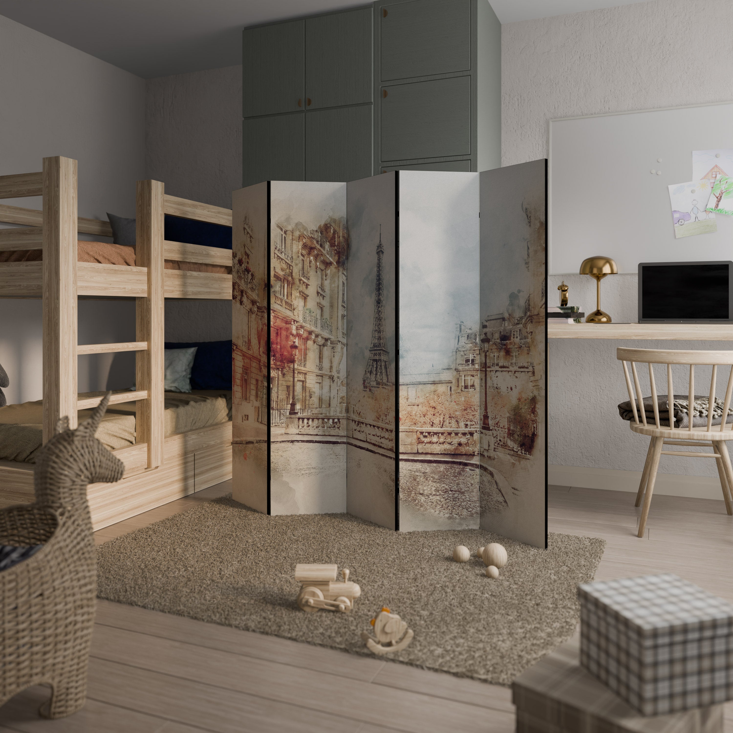 Paravent décoratif à 5 panneaux PARISIAN DAYDREAM