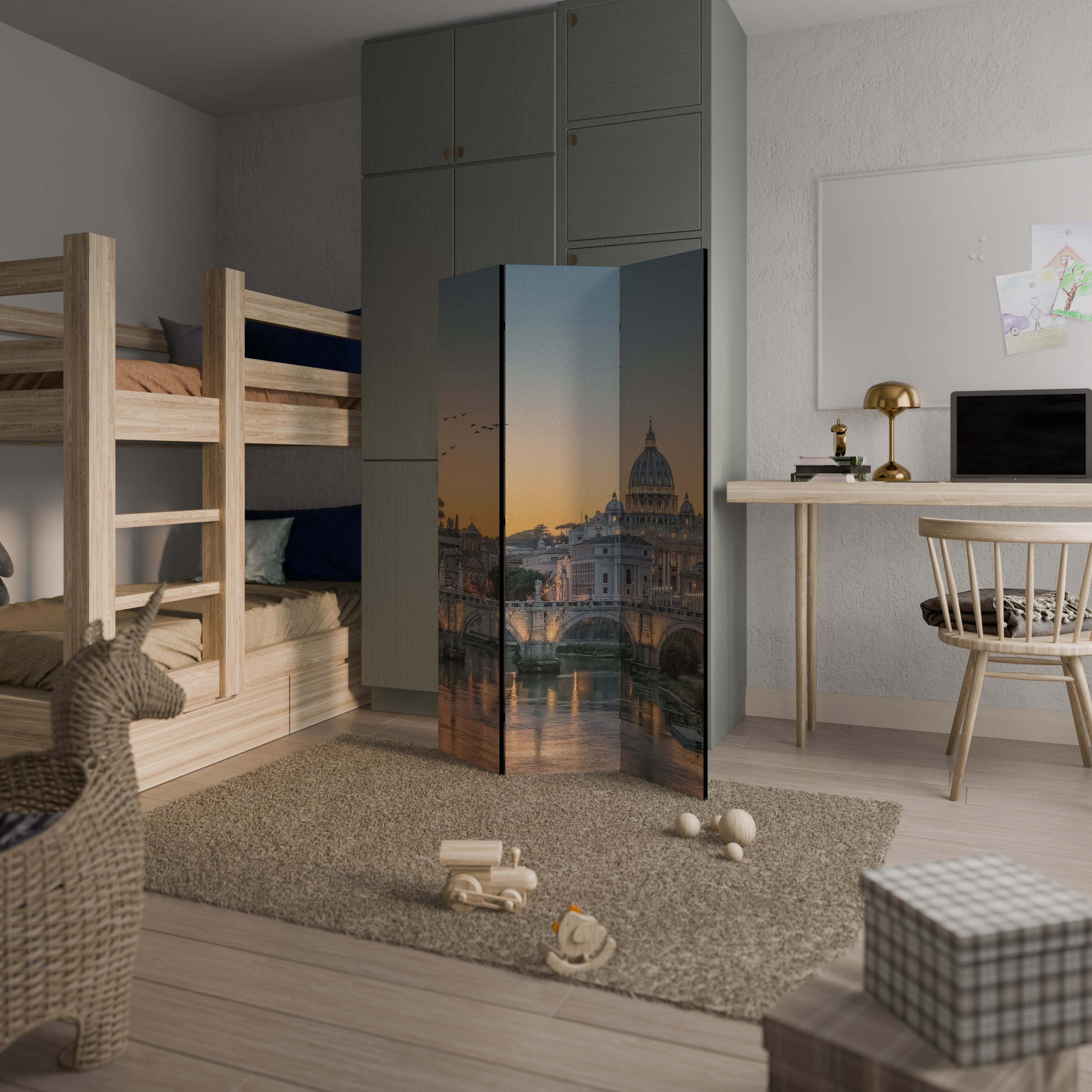 Paravent décoratif à 3 panneaux REFLETS DE ROME