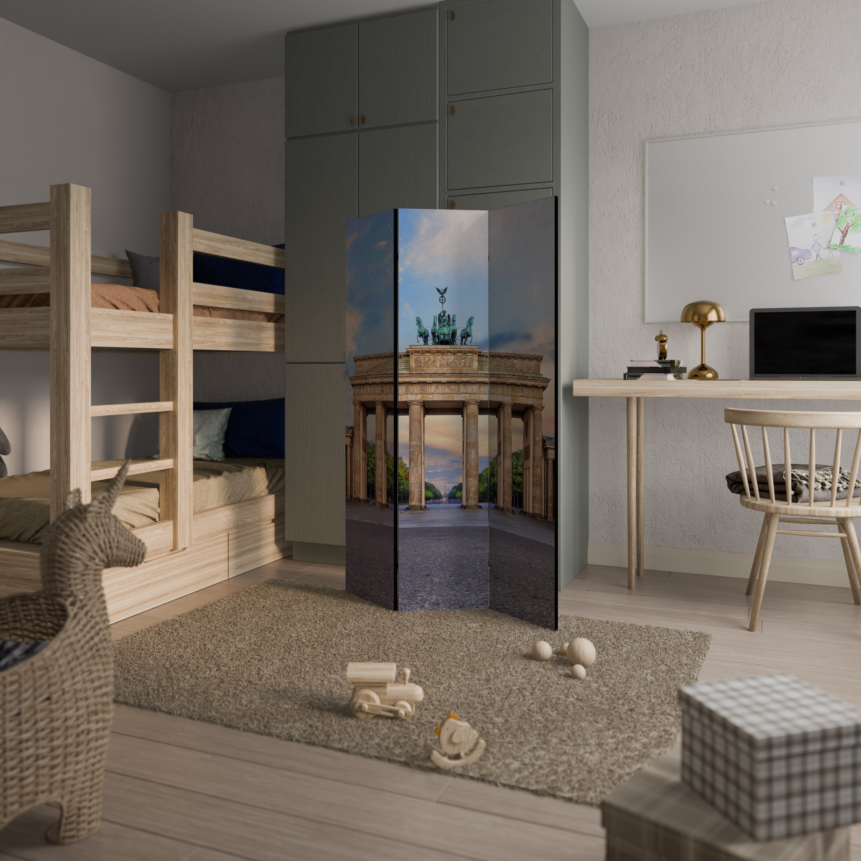 Cloison décorative à 3 panneaux PILIERS DE MÉMOIRE