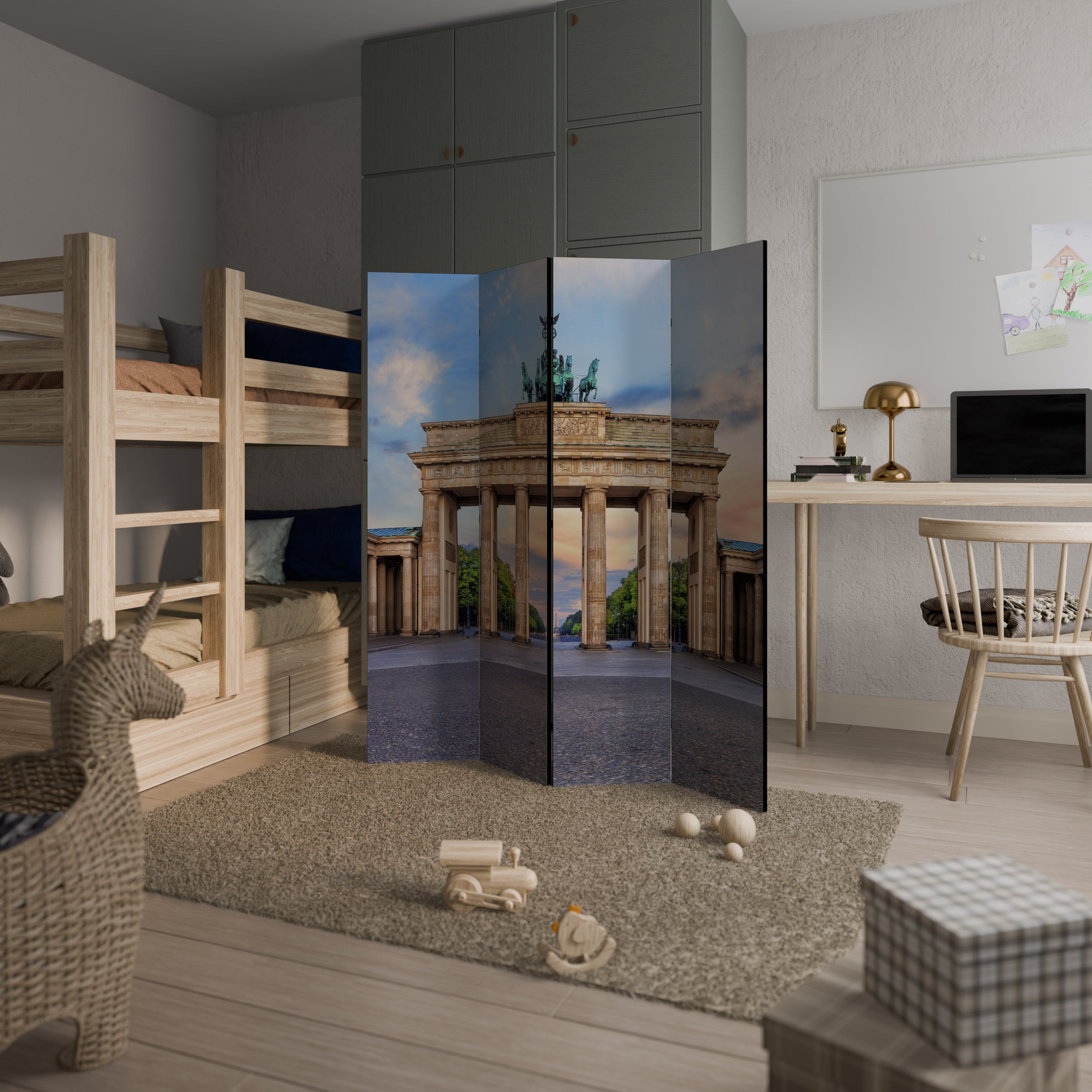 Cloison décorative à 4 panneaux PILIERS DE MÉMOIRE