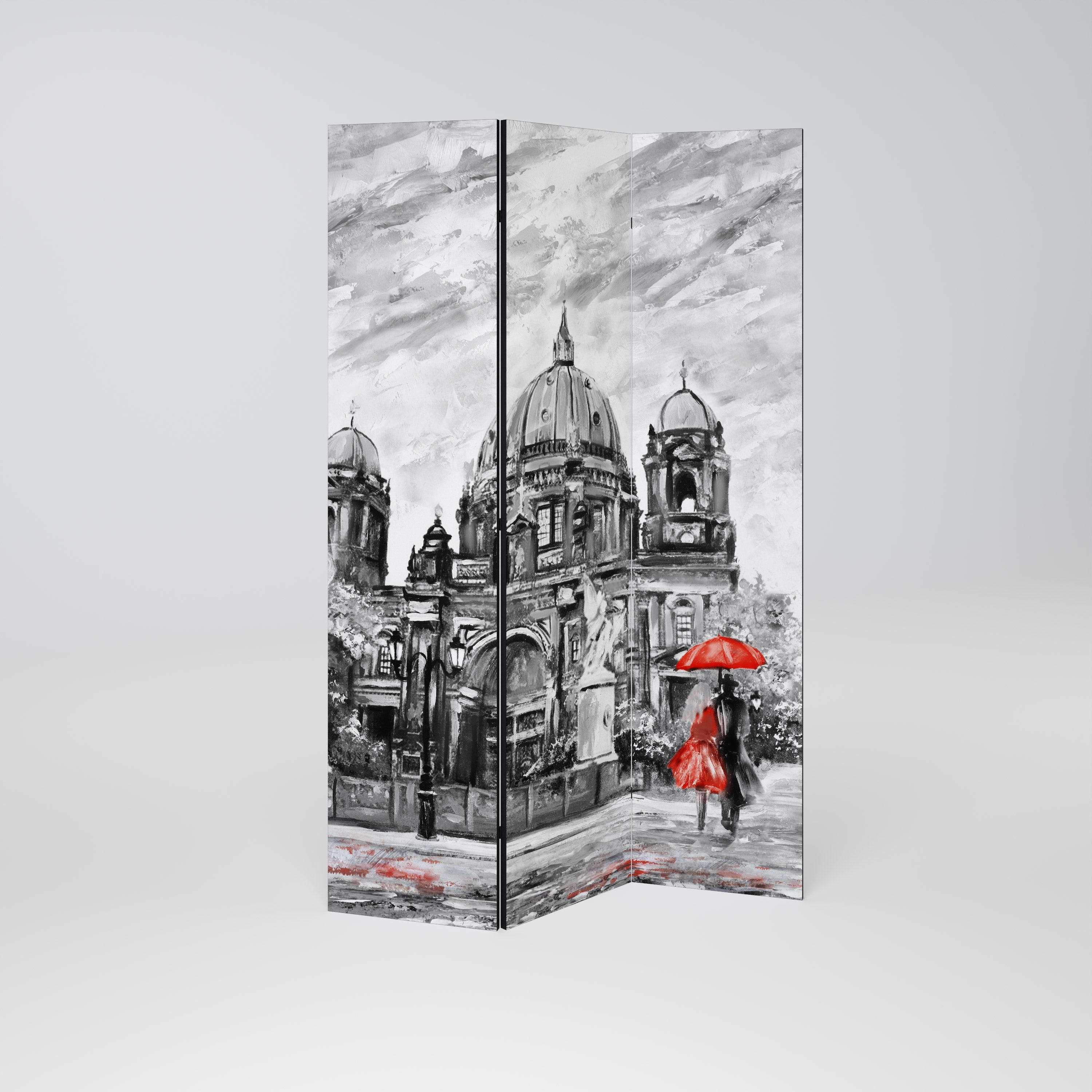 Séparateur de pièce décoratif à 3 panneaux RED LEAVES EMBRACE