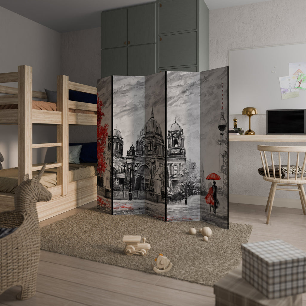 Séparateur de pièce décoratif à 5 panneaux RED LEAVES EMBRACE