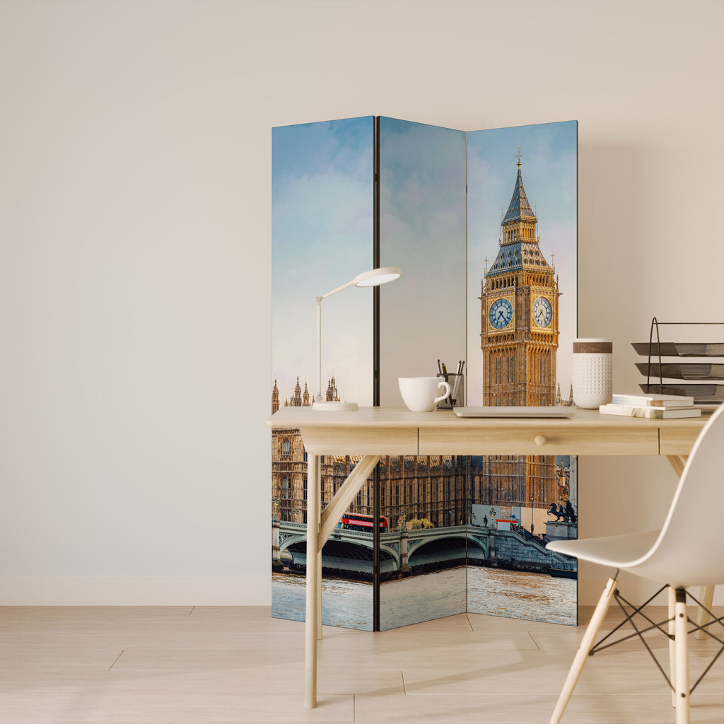 ÉLÉGANCE LONDONIENNE INTEMPORELLE - Paravent décoratif à 3 panneaux