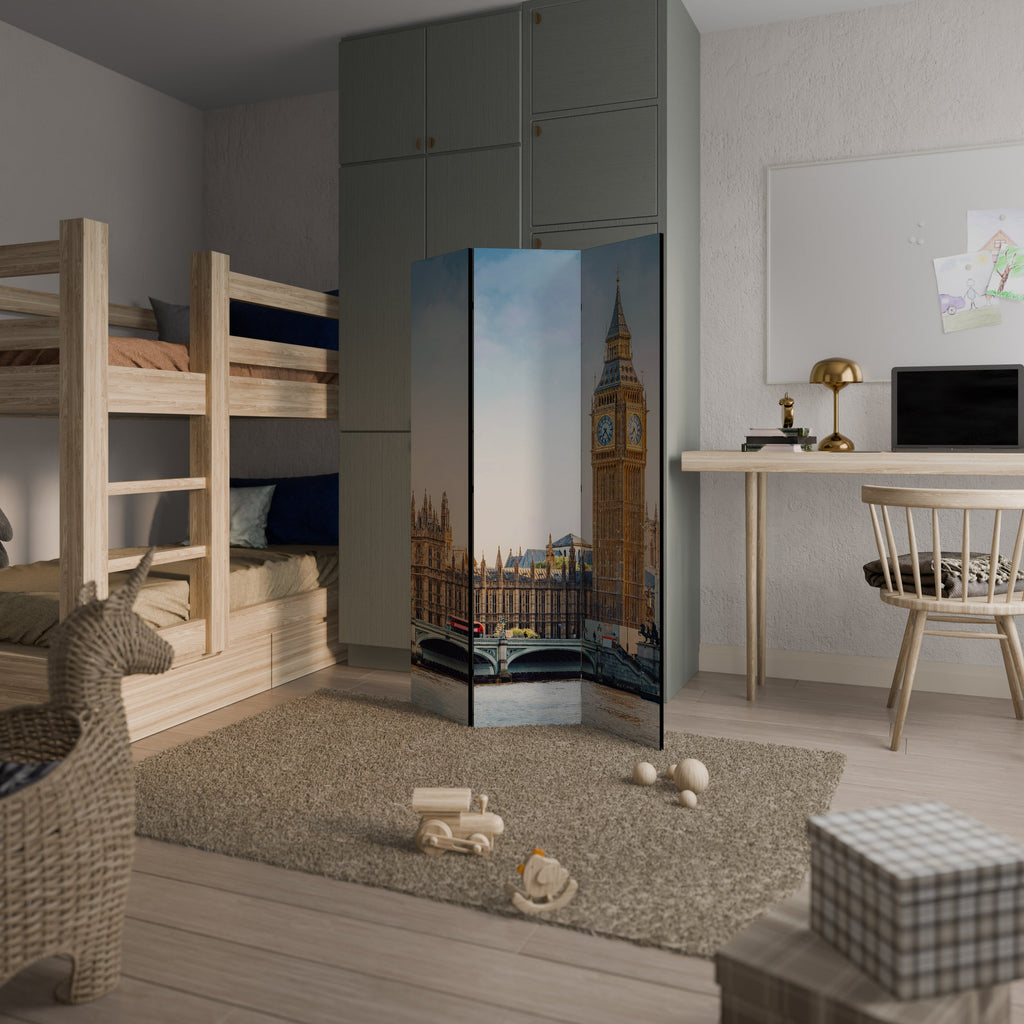 ÉLÉGANCE LONDONIENNE INTEMPORELLE - Paravent décoratif à 3 panneaux