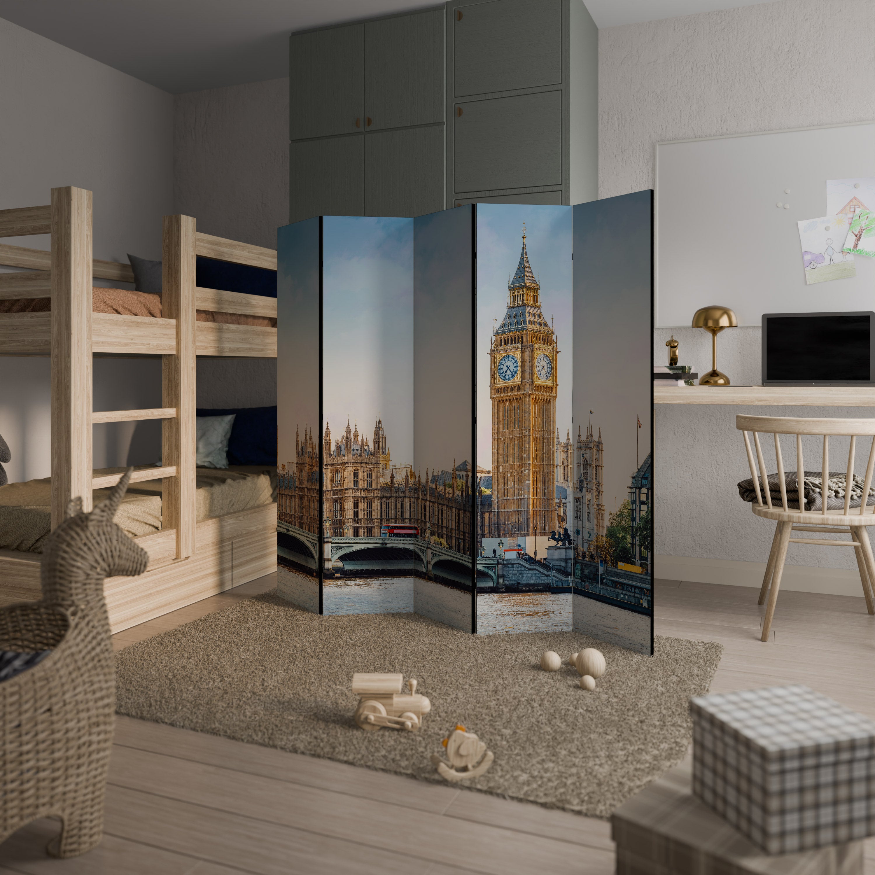 TIMELESS LONDON ELEGANCE 5-Panel Room Divider