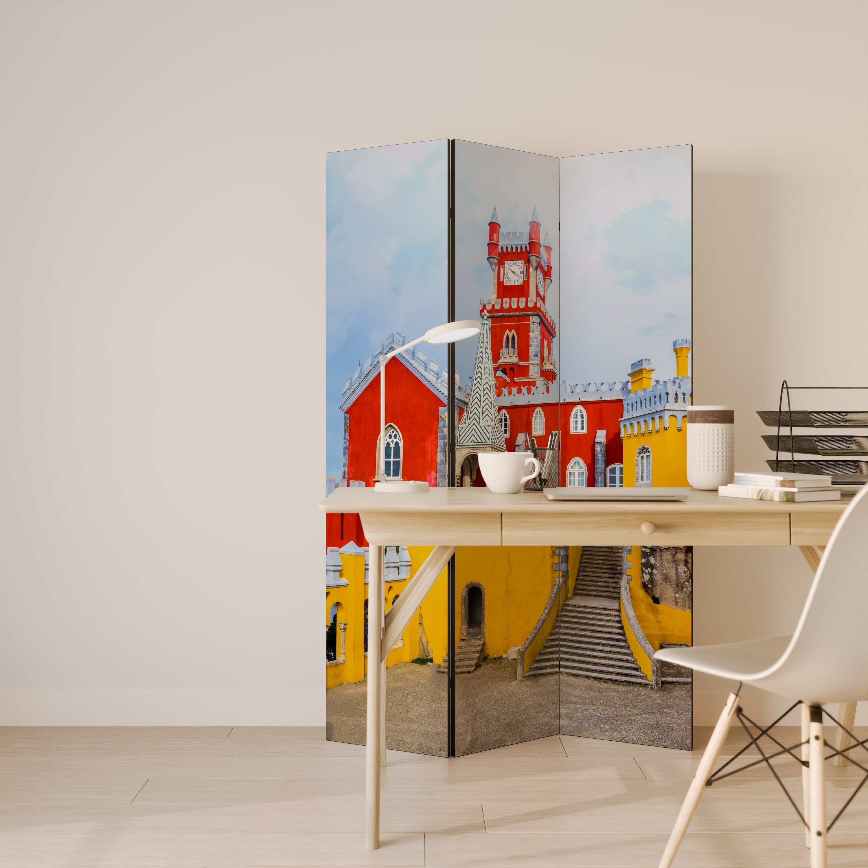 COLORFUL CASTLE CORRIDORS 3-Panel Room Divider