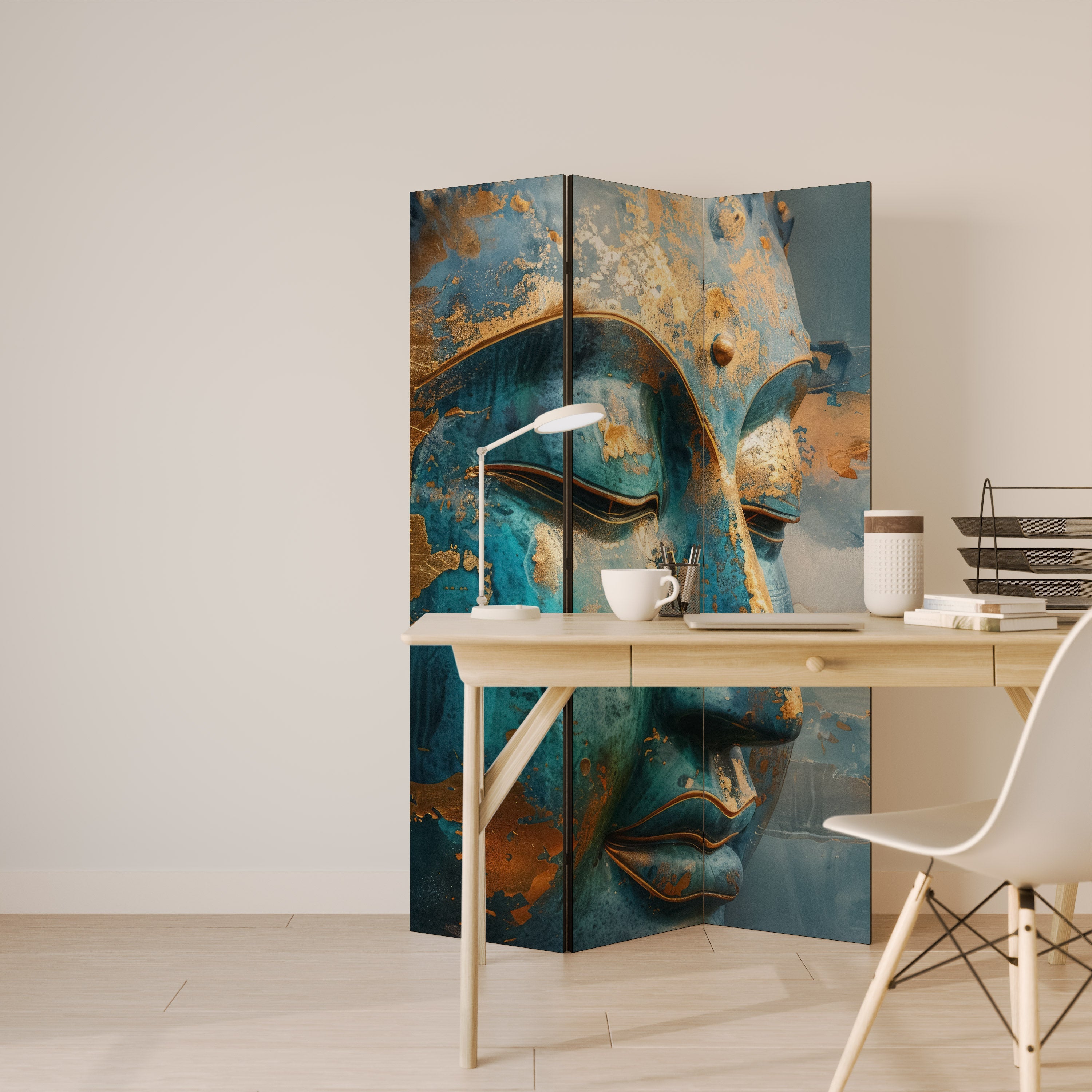 Séparateur de pièce décoratif à 3 panneaux ÉNIGMATIQUE