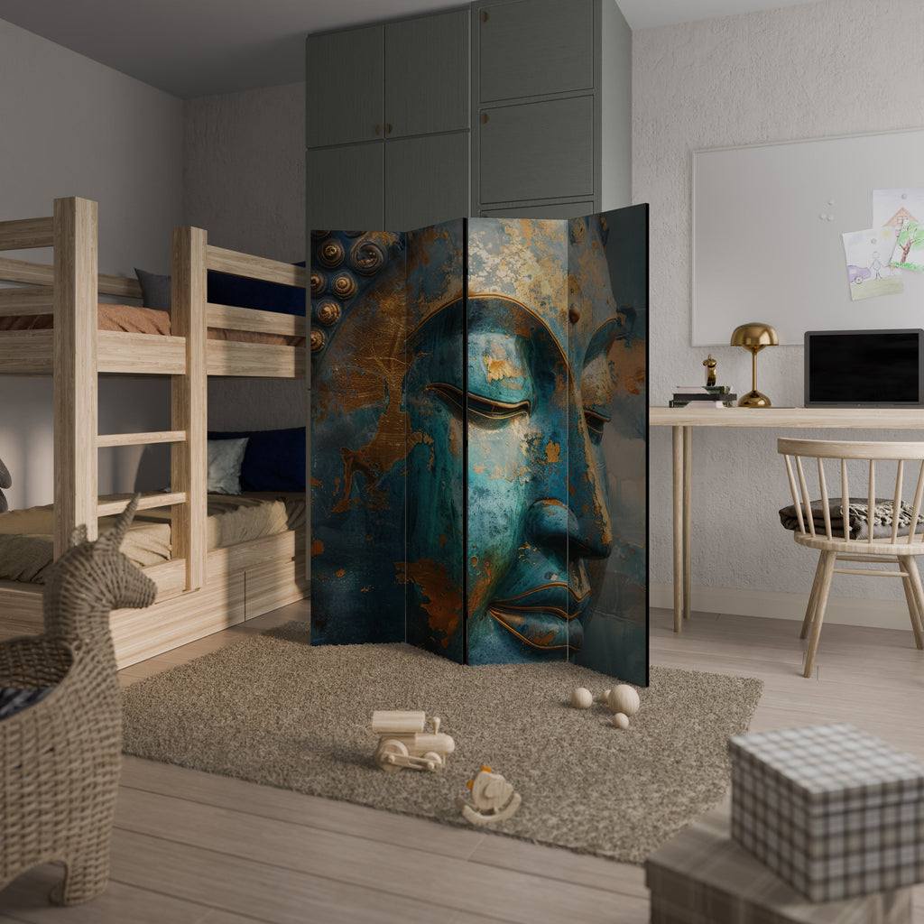 Séparateur de pièce décoratif à 4 panneaux ÉNIGMATIQUE