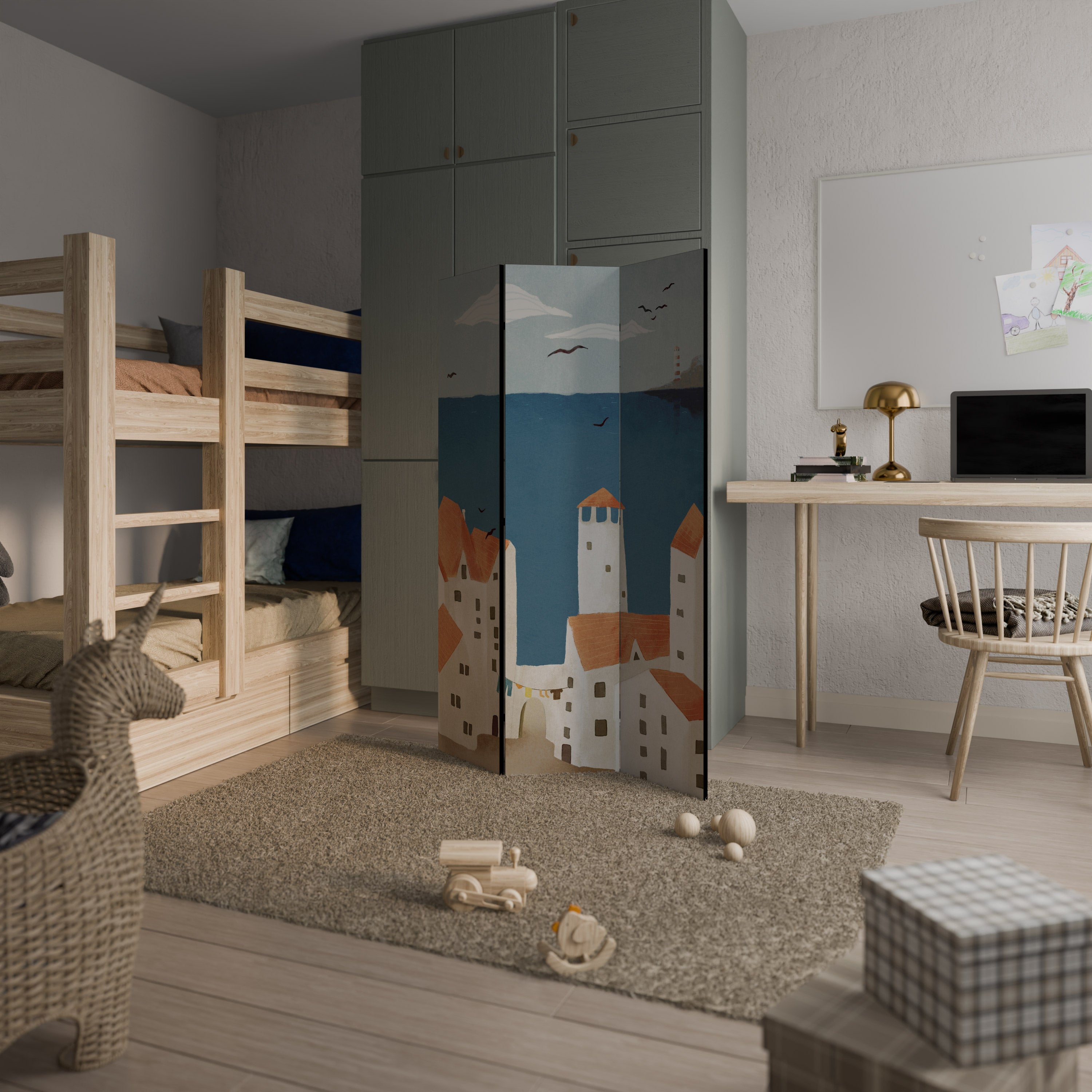 Cloison décorative à 3 panneaux COASTLAND VILLAGE