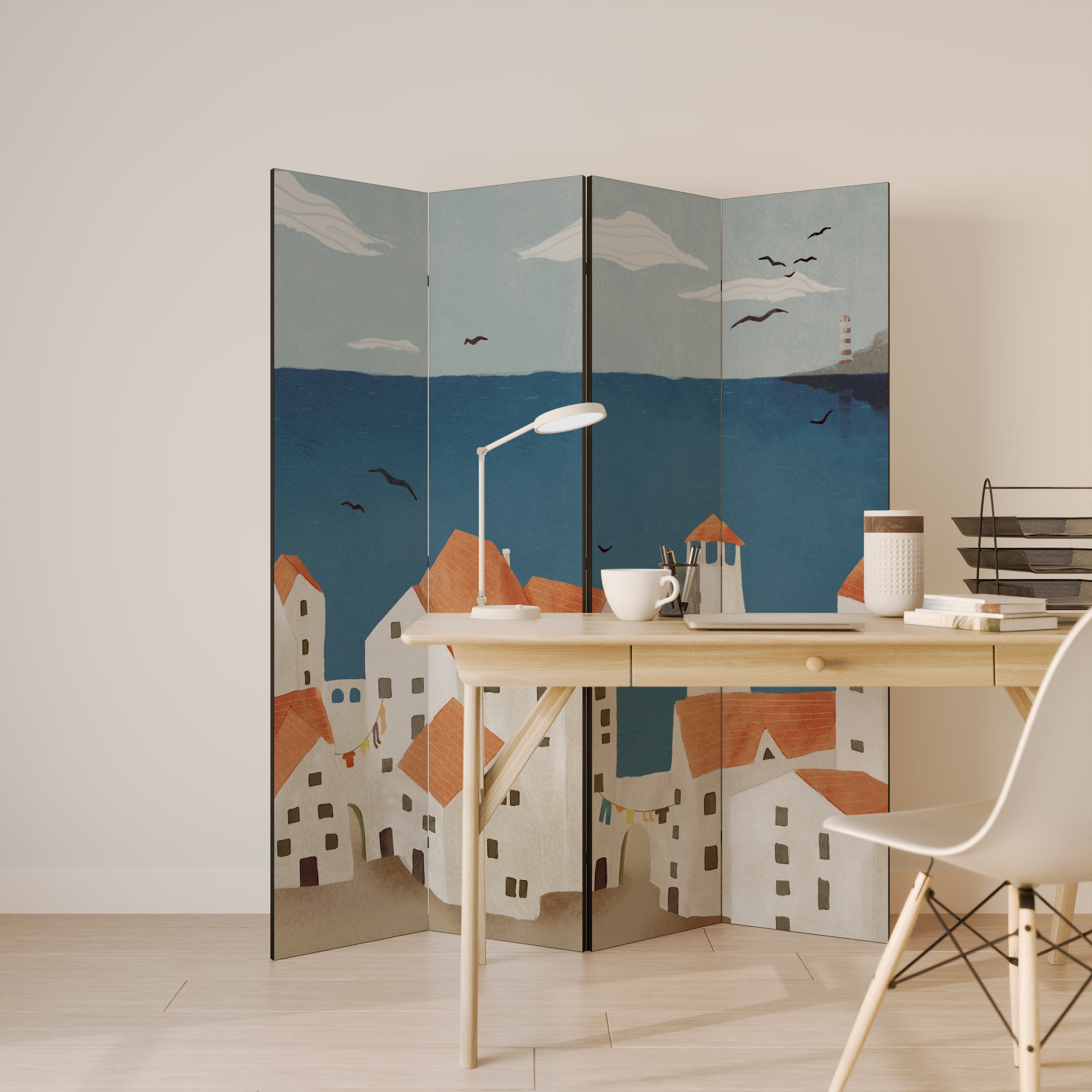 Cloison décorative à 4 panneaux COASTLAND VILLAGE