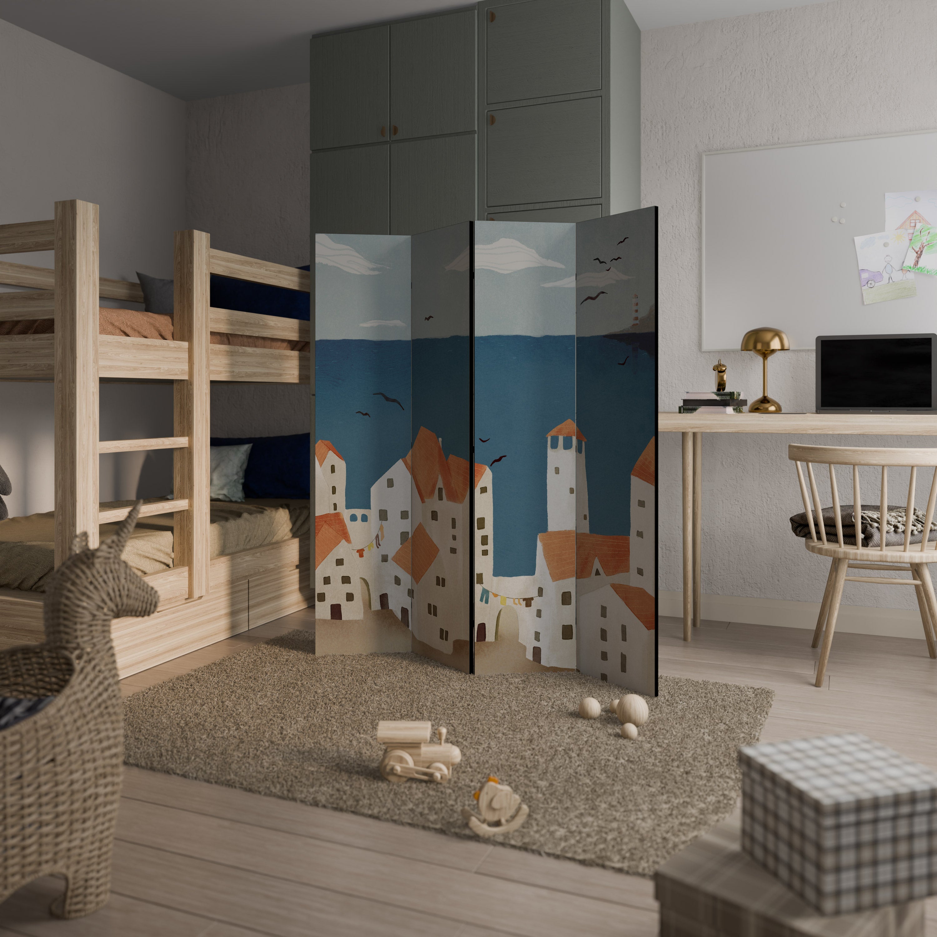 Cloison décorative à 4 panneaux COASTLAND VILLAGE