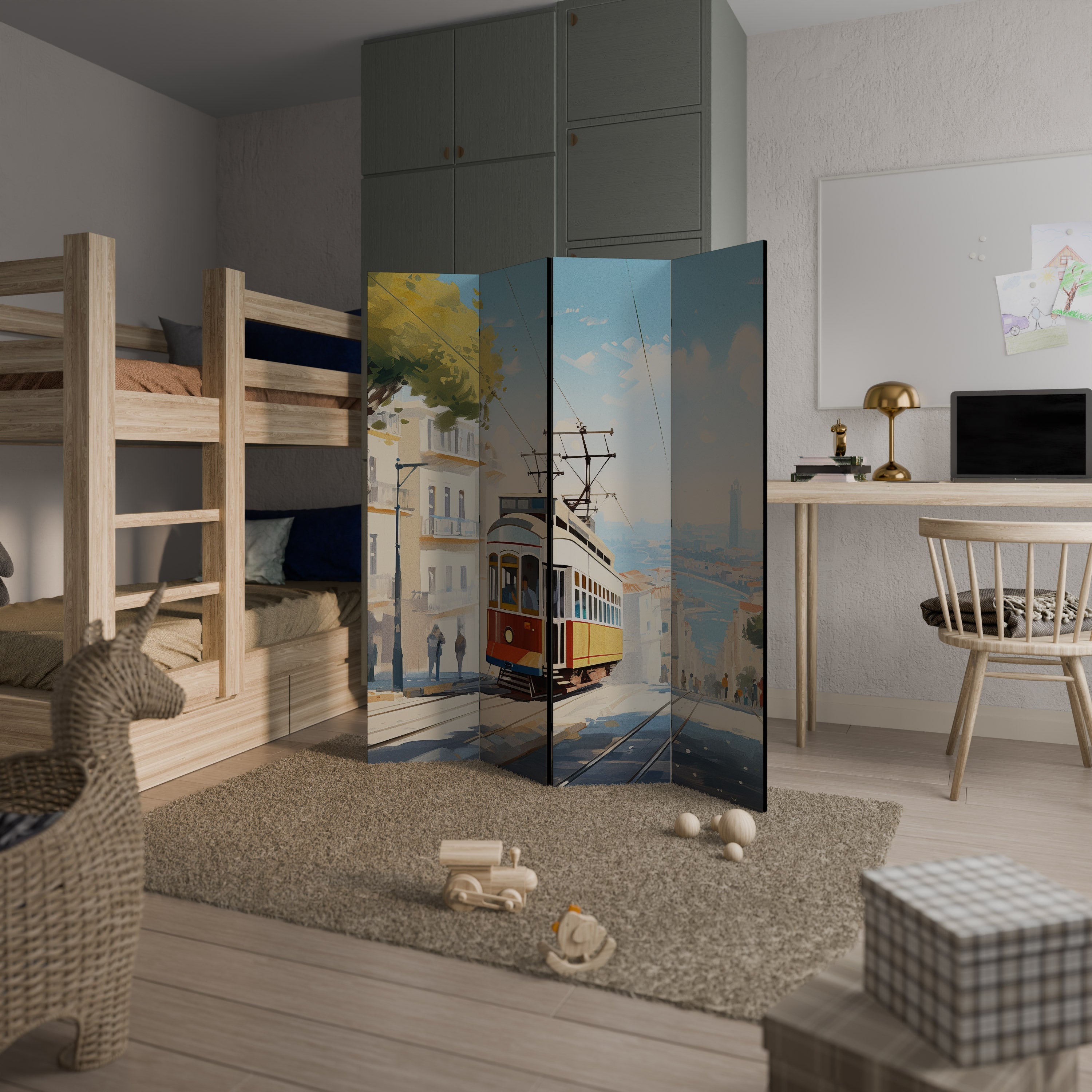 Paravent décoratif à 4 panneaux TRAMWAY DREAMSCAPE