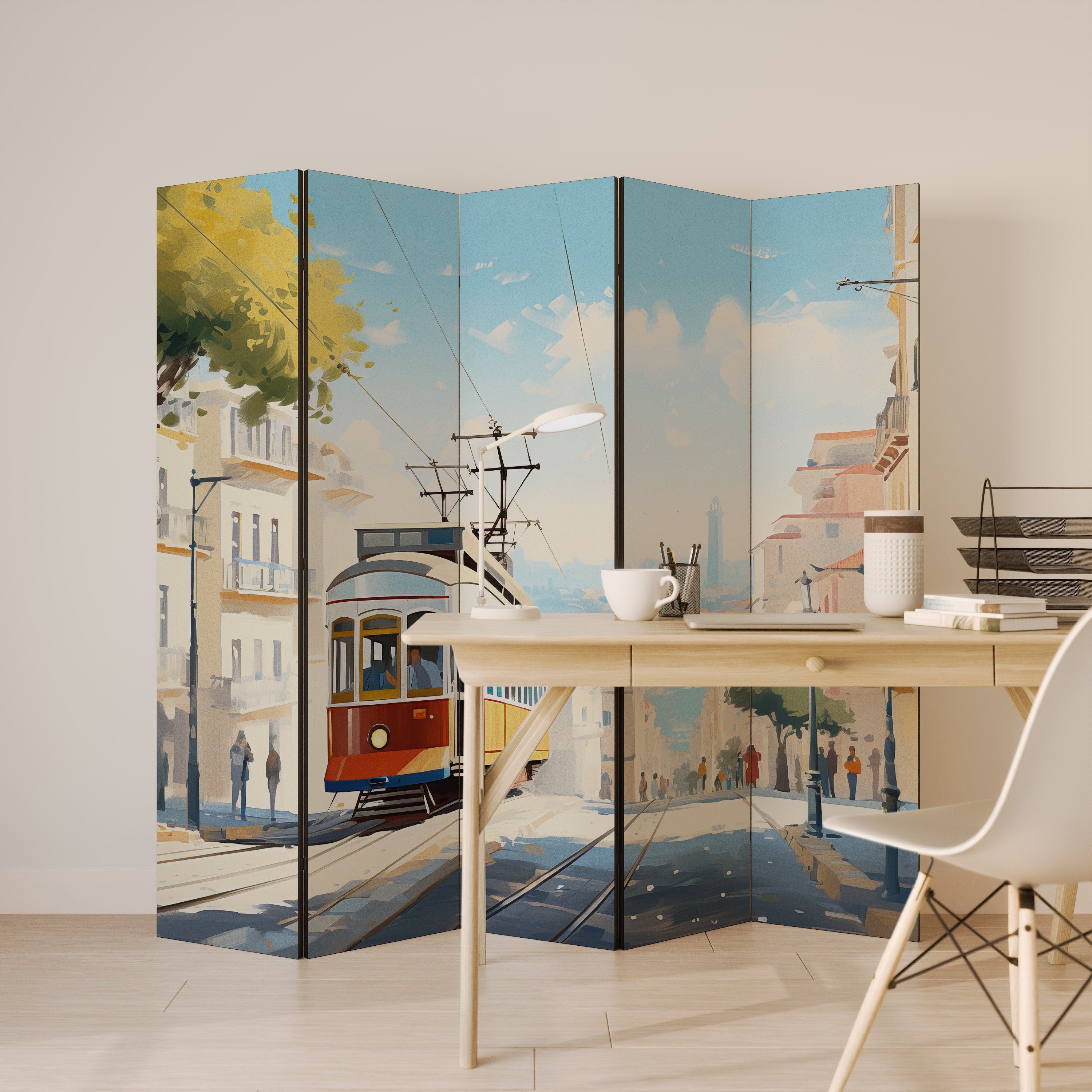 Paravent décoratif à 5 panneaux TRAMWAY DREAMSCAPE