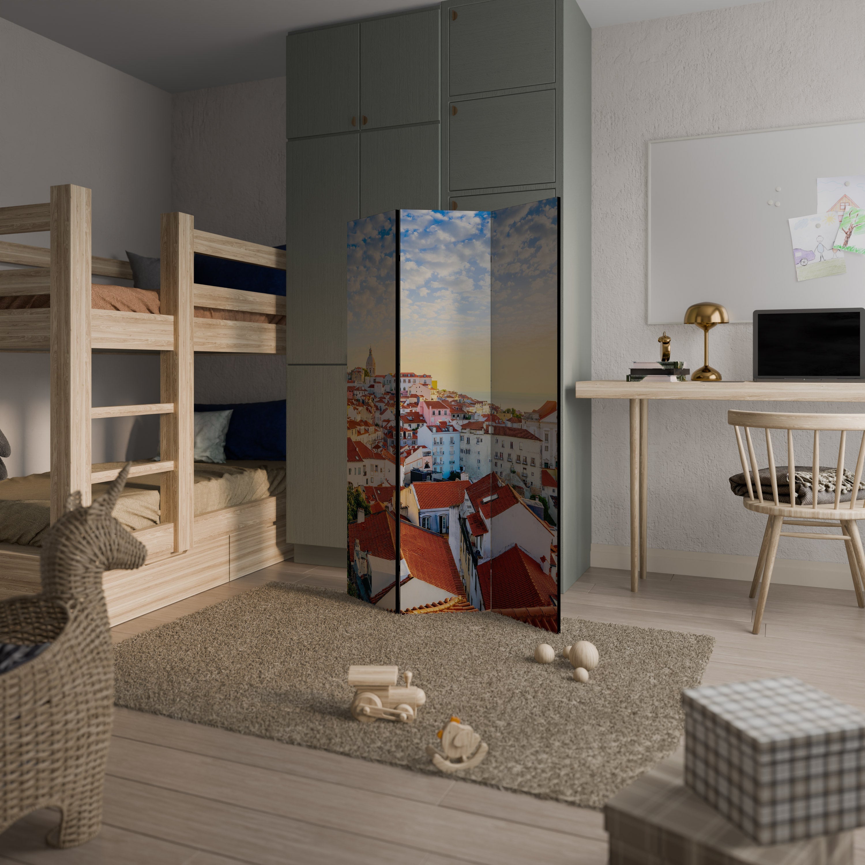 Séparateur de pièce décoratif à 3 panneaux ROOFTOP RADIANCE