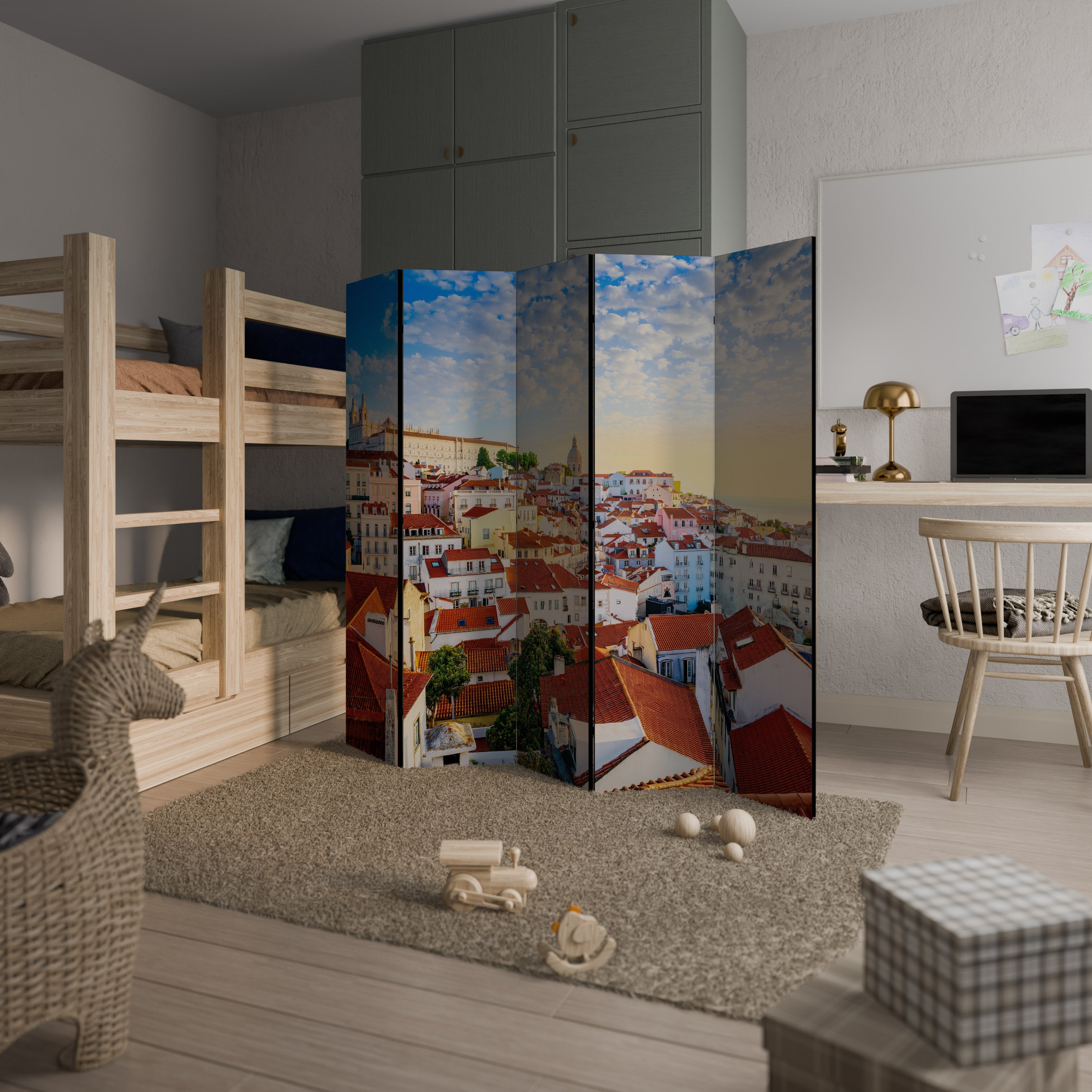 Séparateur de pièce décoratif à 5 panneaux ROOFTOP RADIANCE